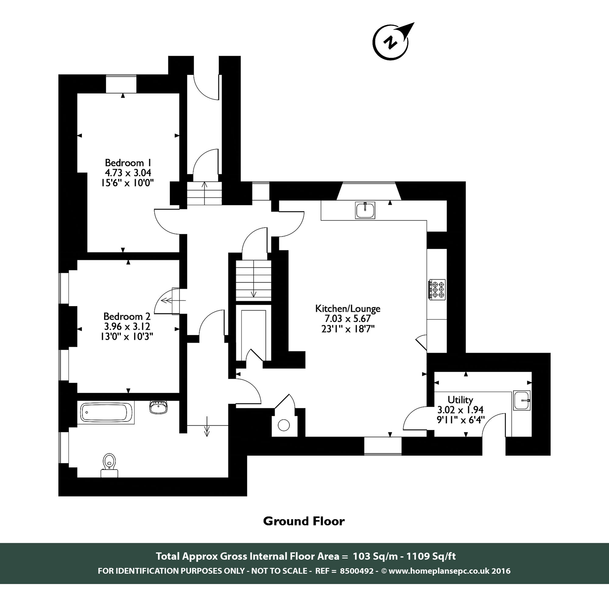 Floorplan of 2 bedroom  Flat to rent, Apartment 3 The Seahorse, Deene, Northamptonshire, NN17
