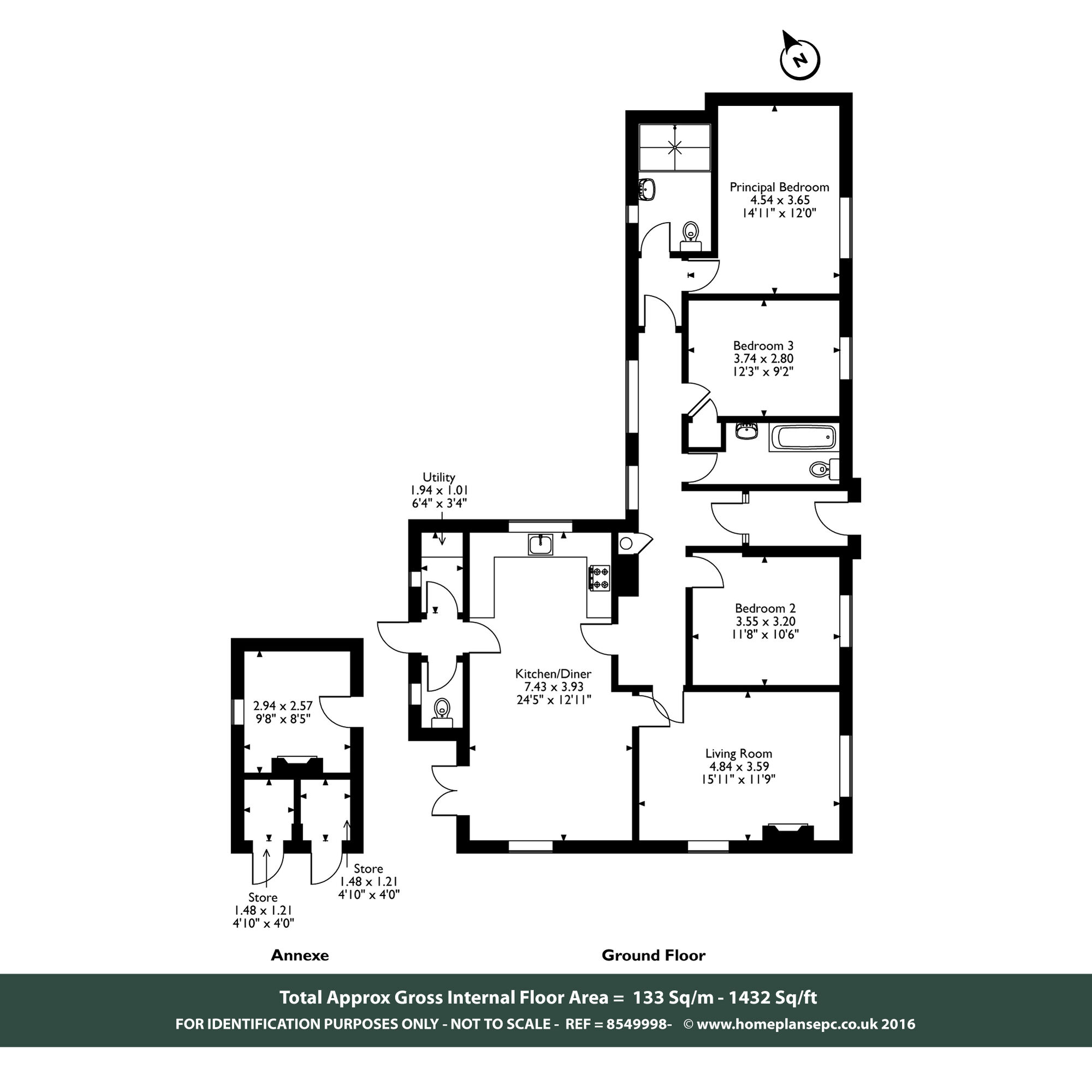 Floorplan of 3 bedroom Semi Detached Bungalow to rent, The Old School House, Deene, Northants, NN17