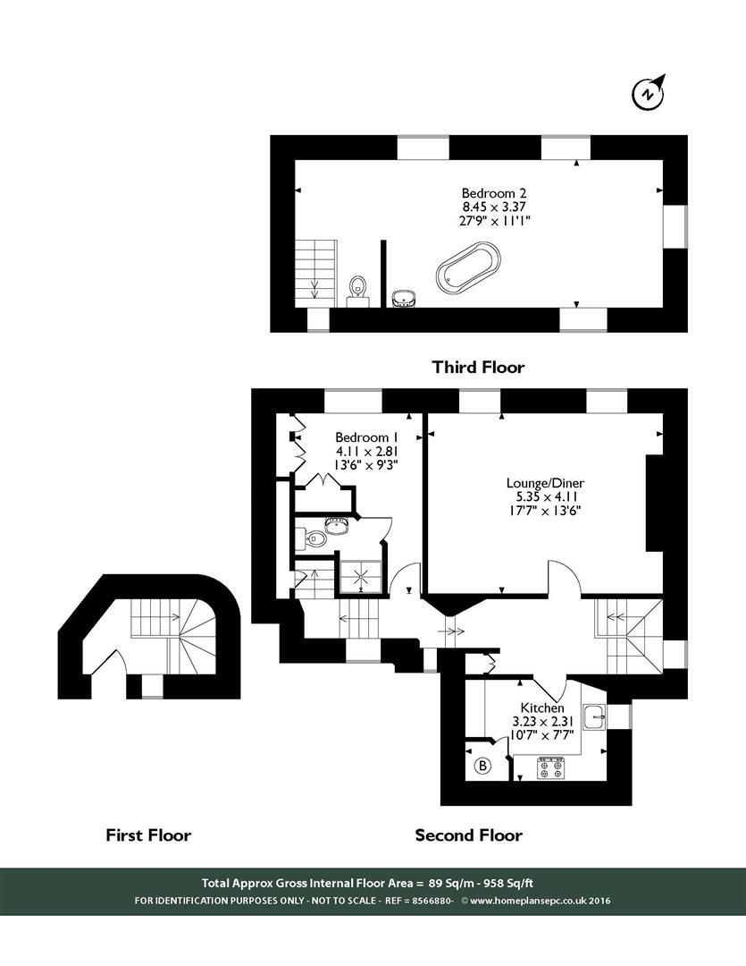 Floorplan of 2 bedroom  Flat to rent, Printers Yard, Uppingham, Leicestershire, LE15