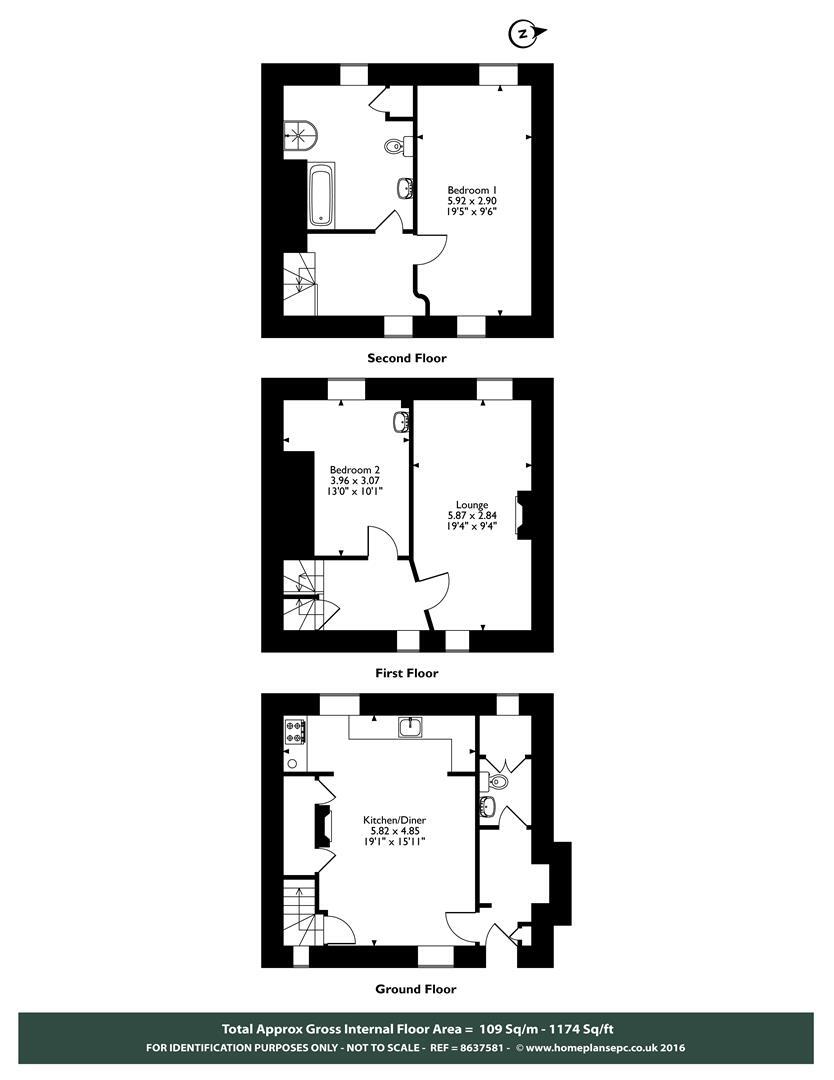 Floorplan of 2 bedroom  Property to rent, West Street, Oundle, Northamptonshire, PE8