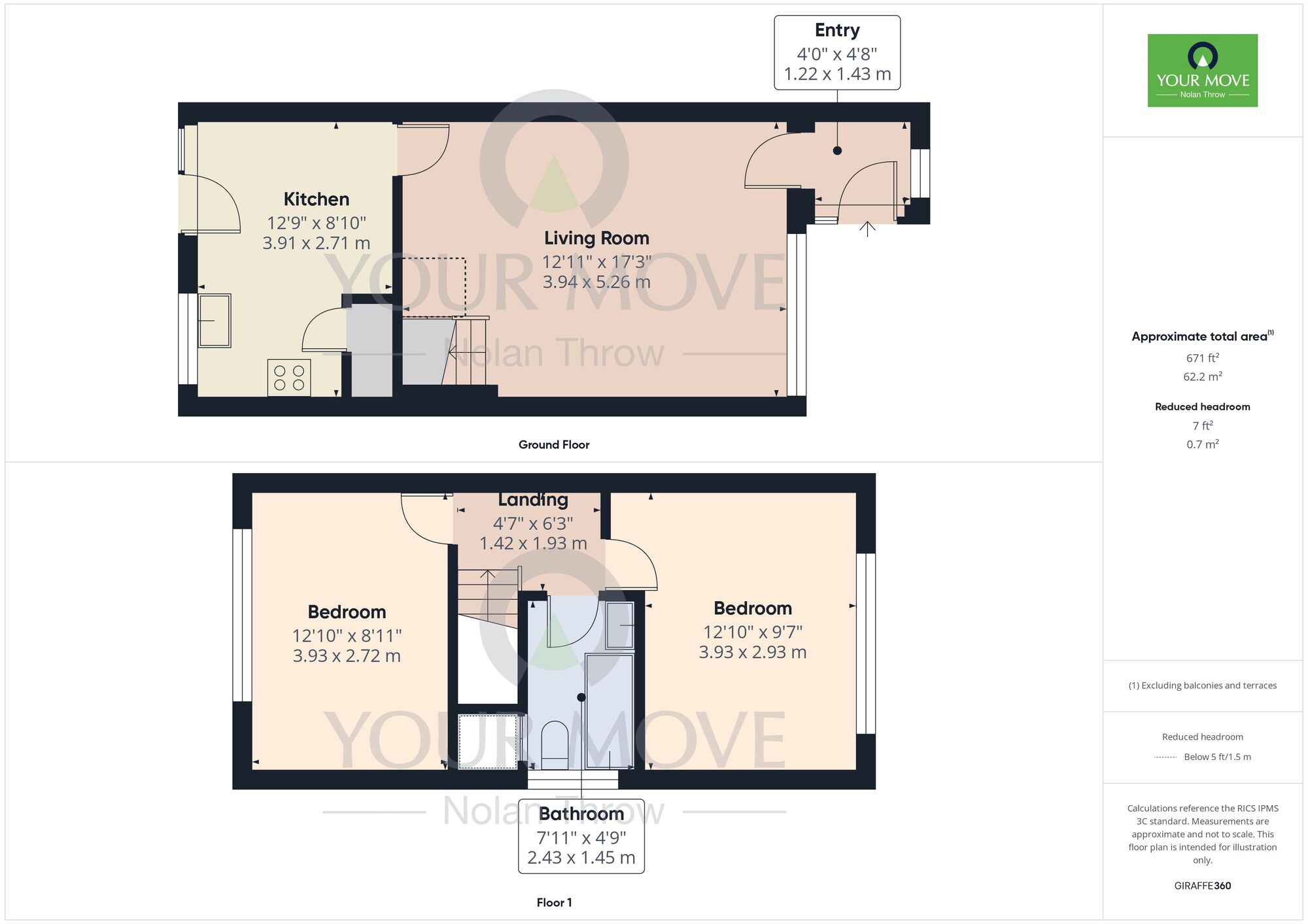 Floorplan of 2 bedroom Semi Detached House to rent, Fair Lane, Thrapston, Northamptonshire, NN14