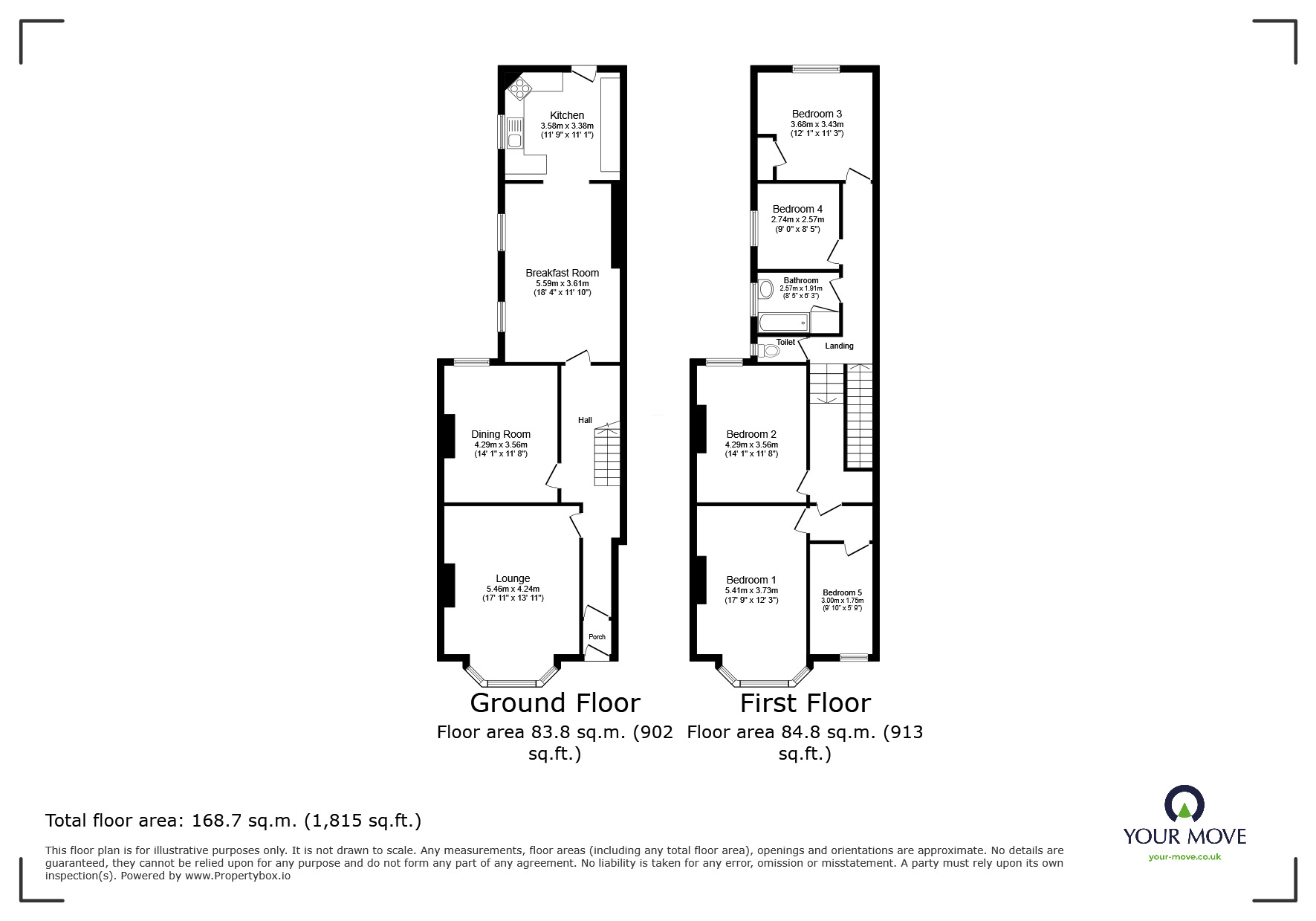 Floorplan of 5 bedroom Mid Terrace House for sale, Mount Gould Road, Devon, PL4