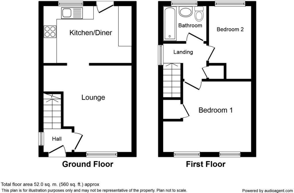 Floorplan of 2 bedroom Semi Detached House to rent, Gibson Road, Perton, Wolverhampton, WV6