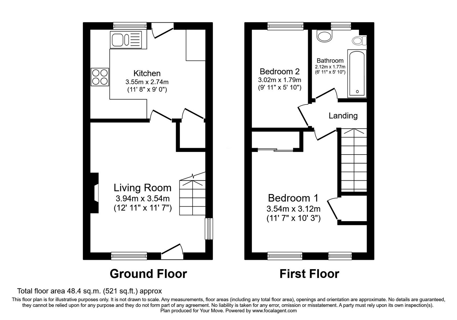 Floorplan of 2 bedroom Semi Detached House to rent, Gleneagles Road, Perton, Wolverhampton, WV6