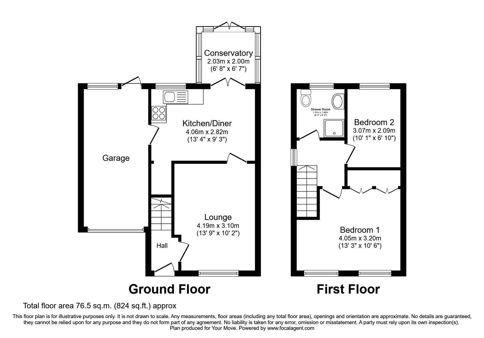 Floorplan of 2 bedroom Detached House for sale, Wastwater Court, Perton Wolverhampton, West Midlands, WV6