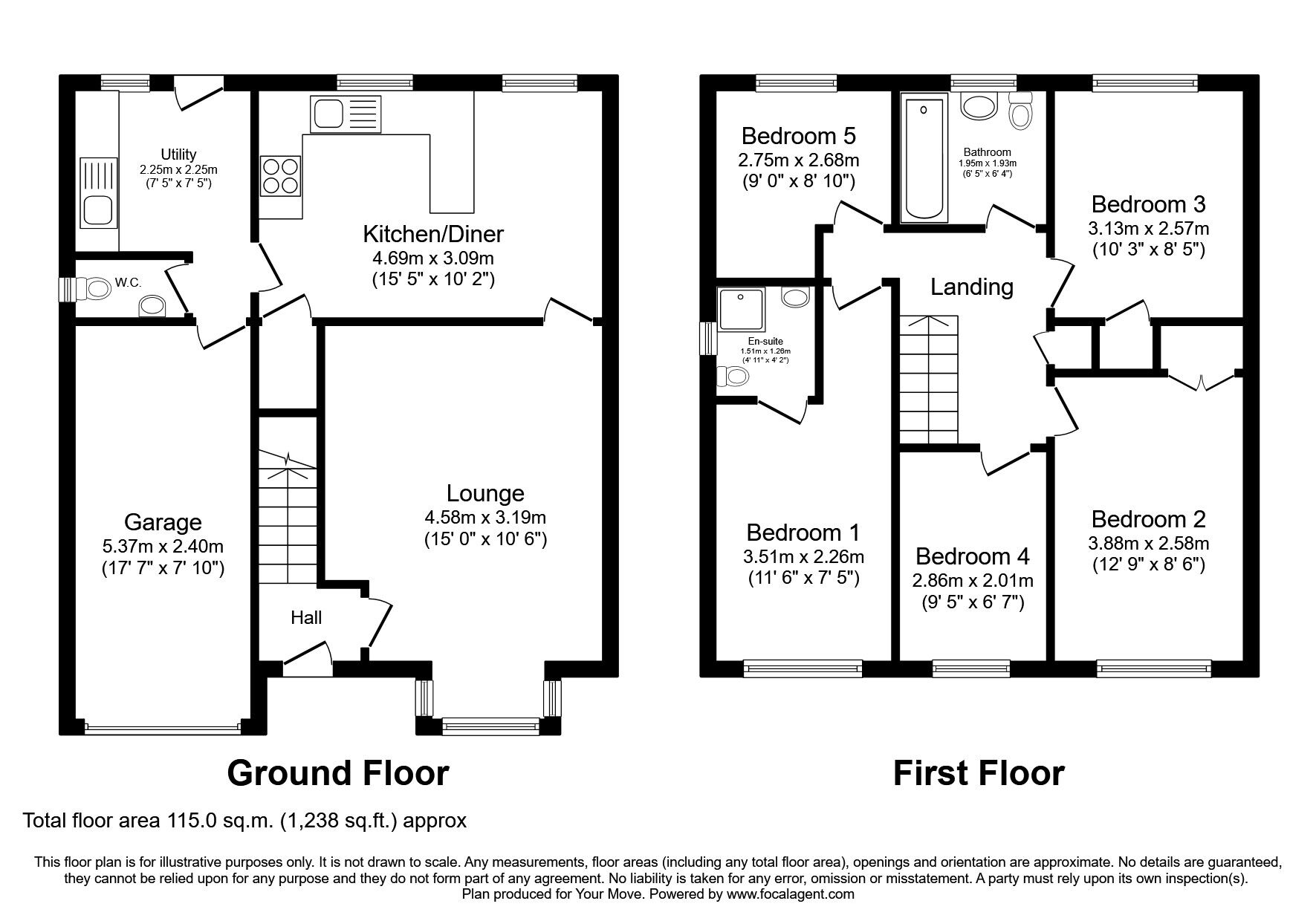 Floorplan of 5 bedroom Detached House for sale, Leasowe Drive, Perton, Staffordshire, WV6