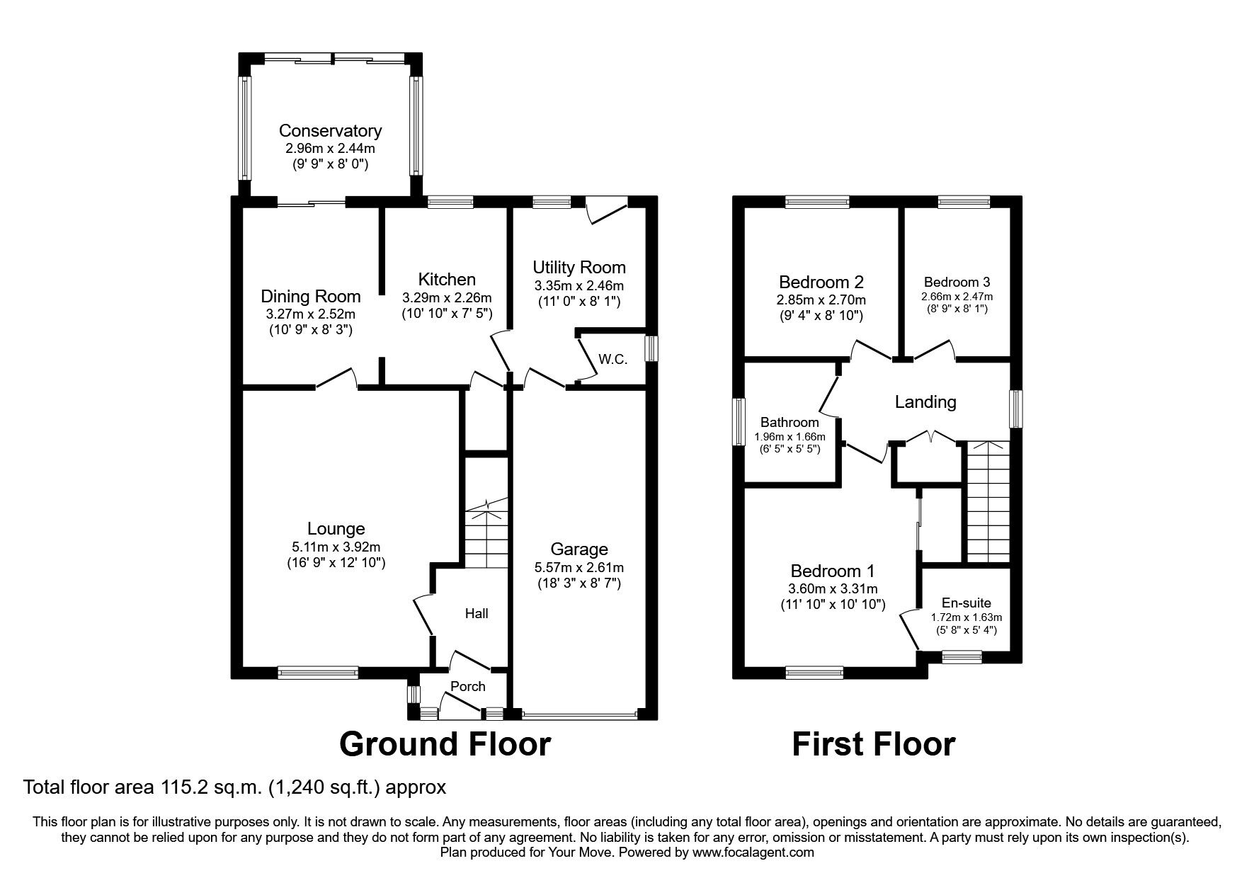 Floorplan of 3 bedroom Detached House for sale, Wykeham Grove, Perton Wolverhampton, Staffordshire, WV6