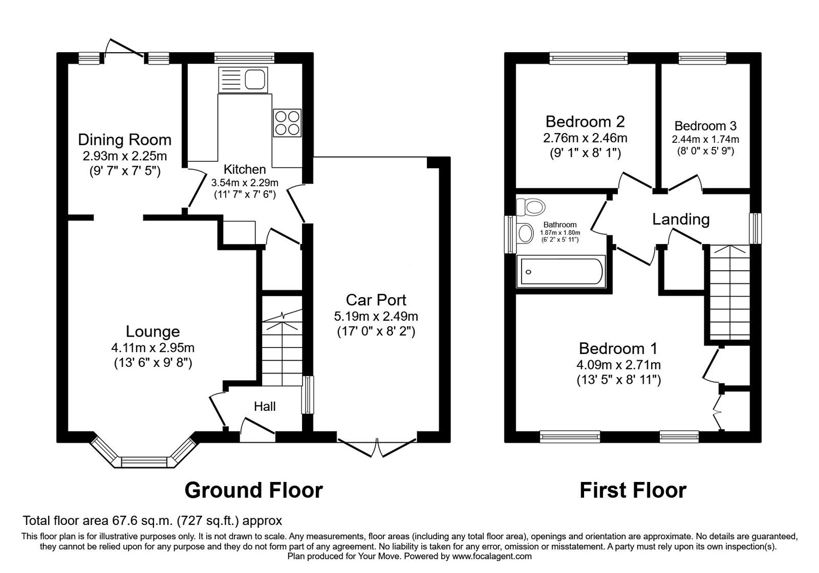 Floorplan of 3 bedroom Link Detached House for sale, St. Andrews Drive, Perton, Staffordshire, WV6