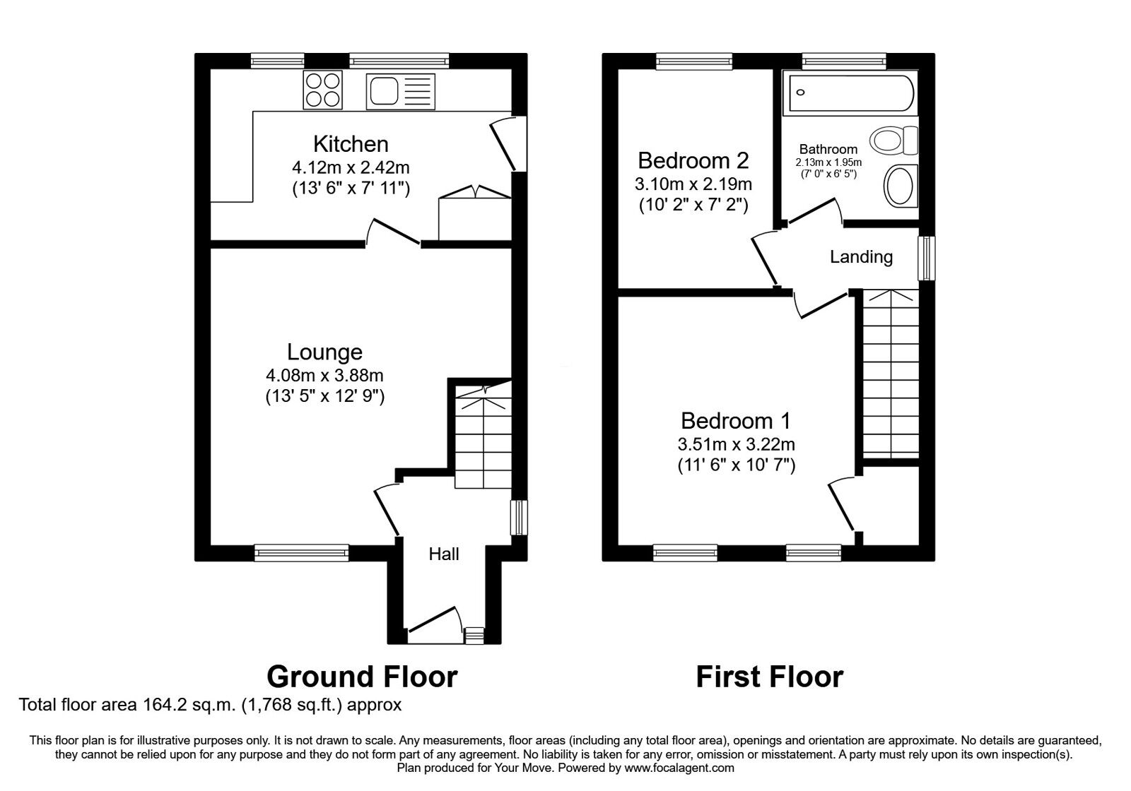 Floorplan of 2 bedroom Semi Detached House for sale, Guthrum Close, Perton Wolverhampton, Staffordshire, WV6