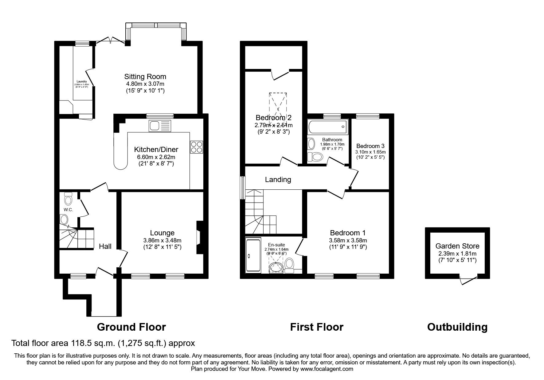 Floorplan of 3 bedroom Semi Detached House for sale, Moor Park, Perton, Staffordshire, WV6