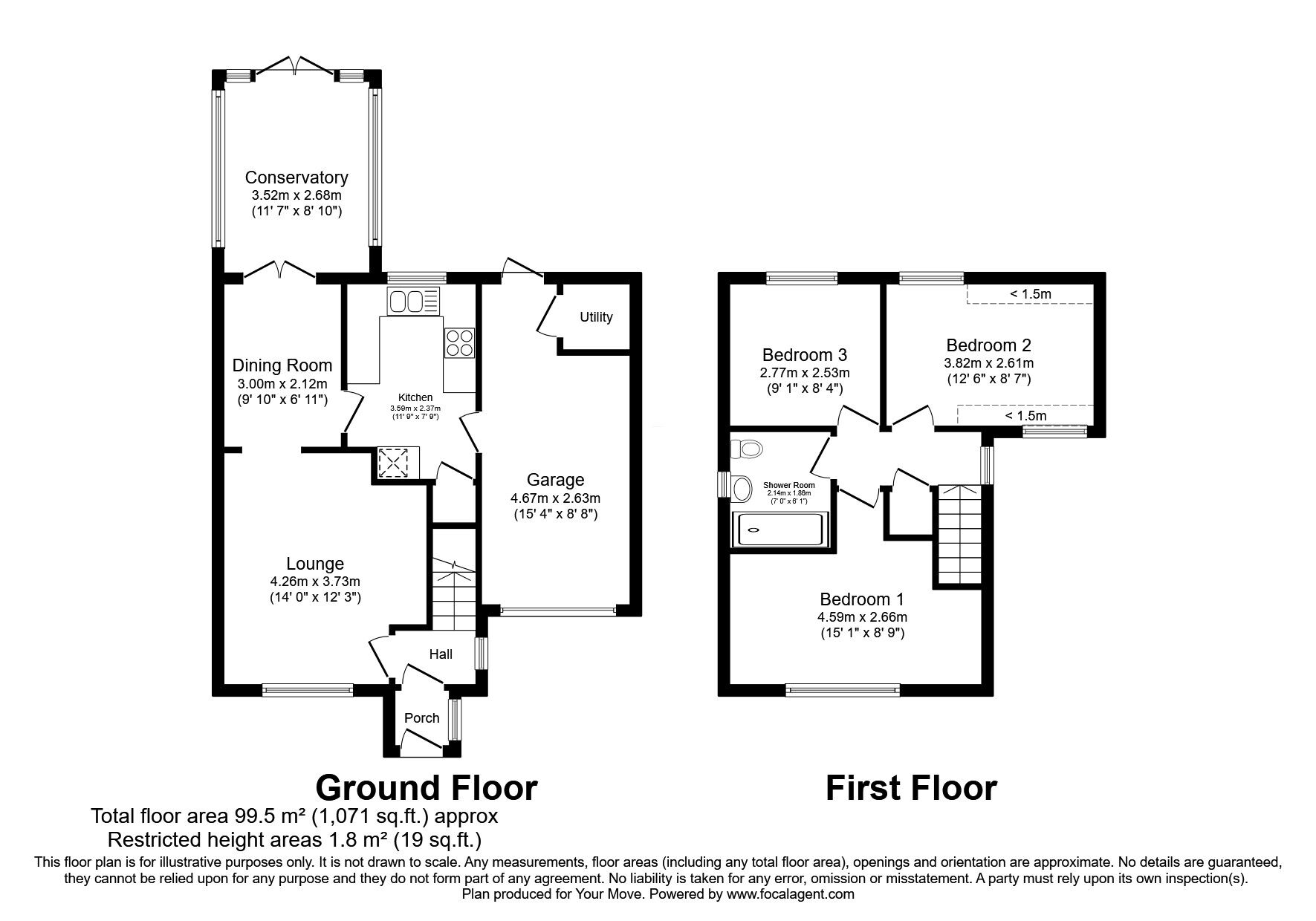 Floorplan of 3 bedroom Link Detached House for sale, St. Andrews Drive, Perton, Staffordshire, WV6
