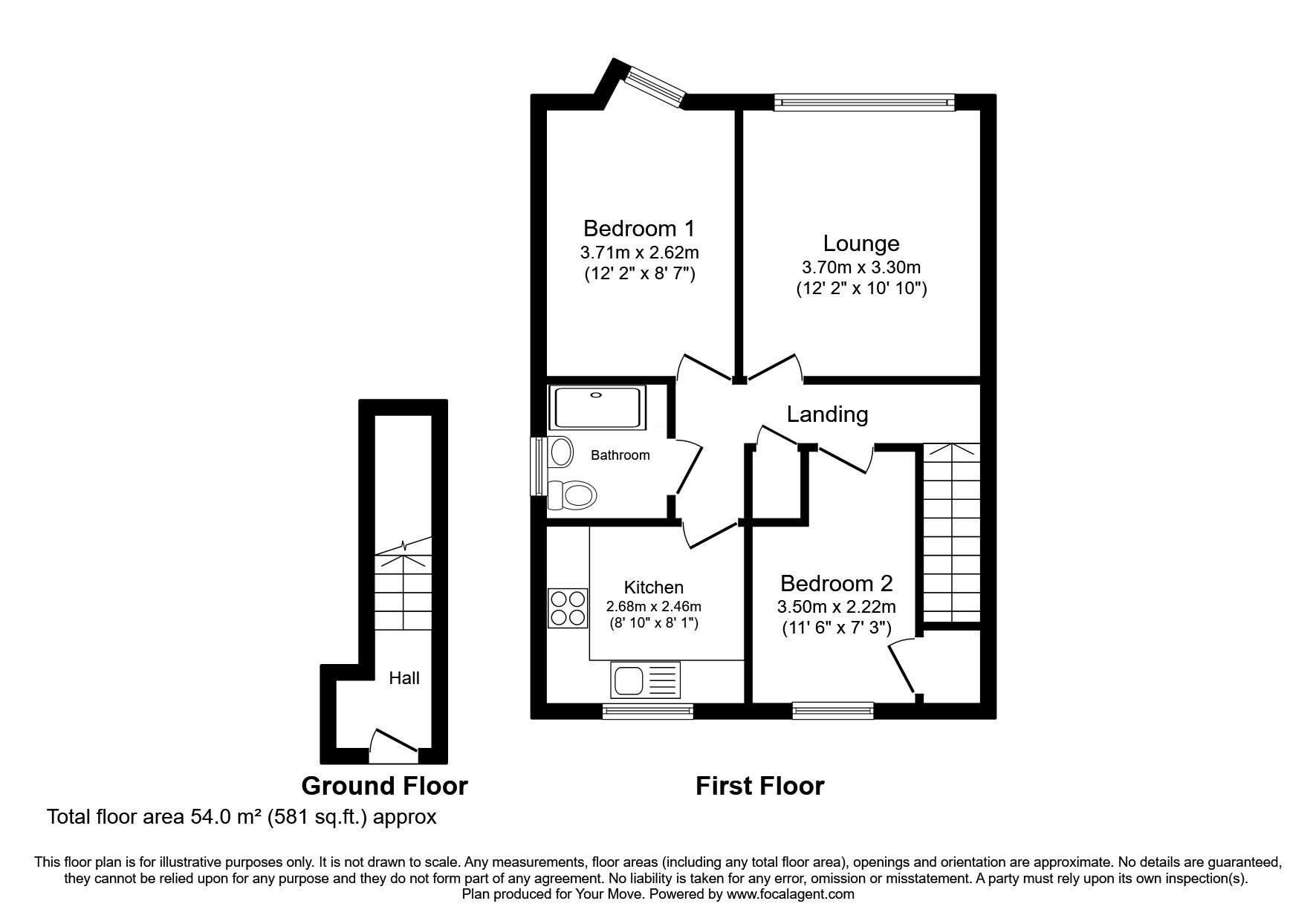 Floorplan of 2 bedroom  Flat for sale, Waveney Avenue, Perton, Staffordshire, WV6