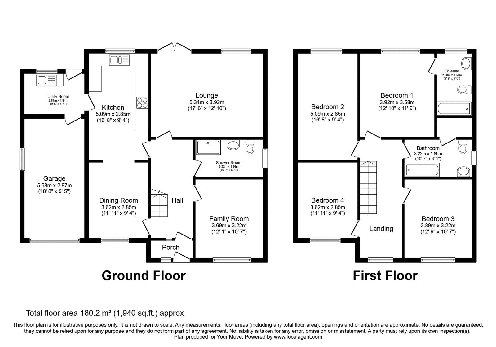 Floorplan of 4 bedroom Detached House for sale, Bilbrook Road, Codsall, Staffordshire, WV8