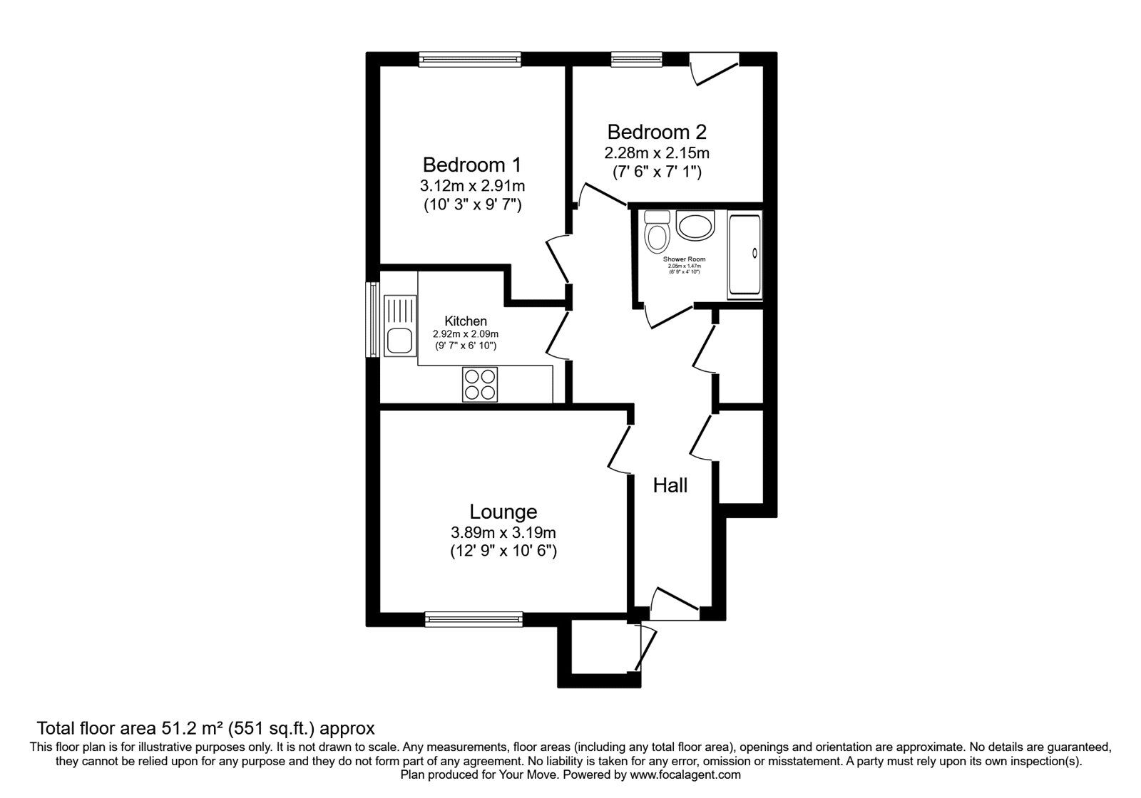 Floorplan of 2 bedroom  Flat for sale, Waveney Avenue, Perton, Staffordshire, WV6