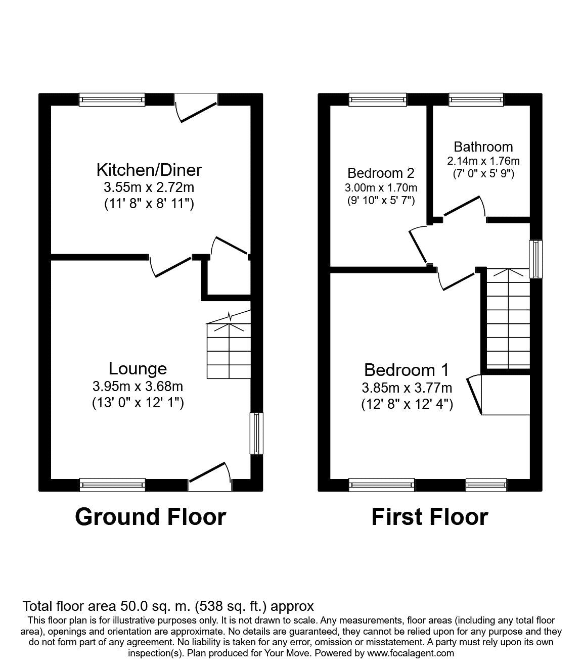 Floorplan of 2 bedroom Semi Detached House to rent, Gleneagles Road, Perton, Staffordshire, WV6