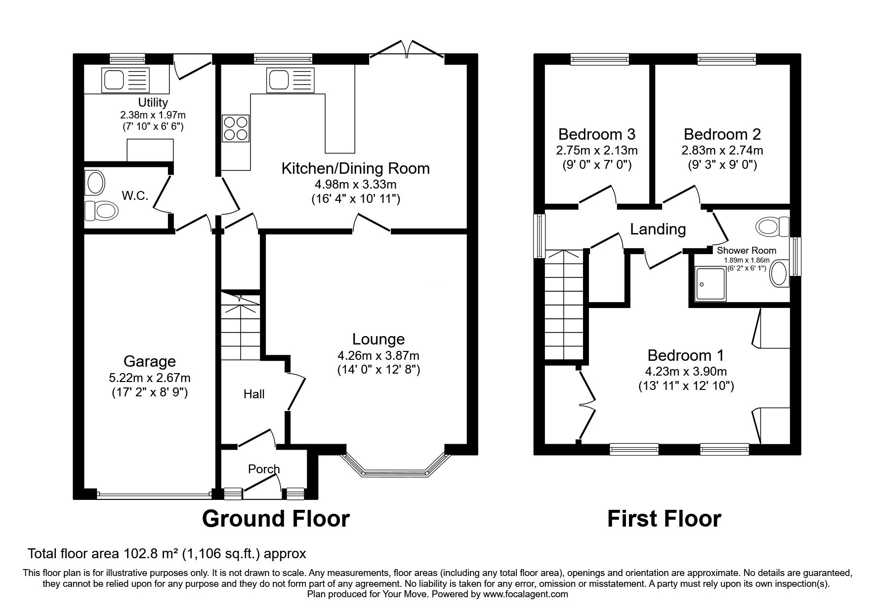 Floorplan of 3 bedroom Detached House for sale, Leasowe Drive, Perton, Staffordshire, WV6