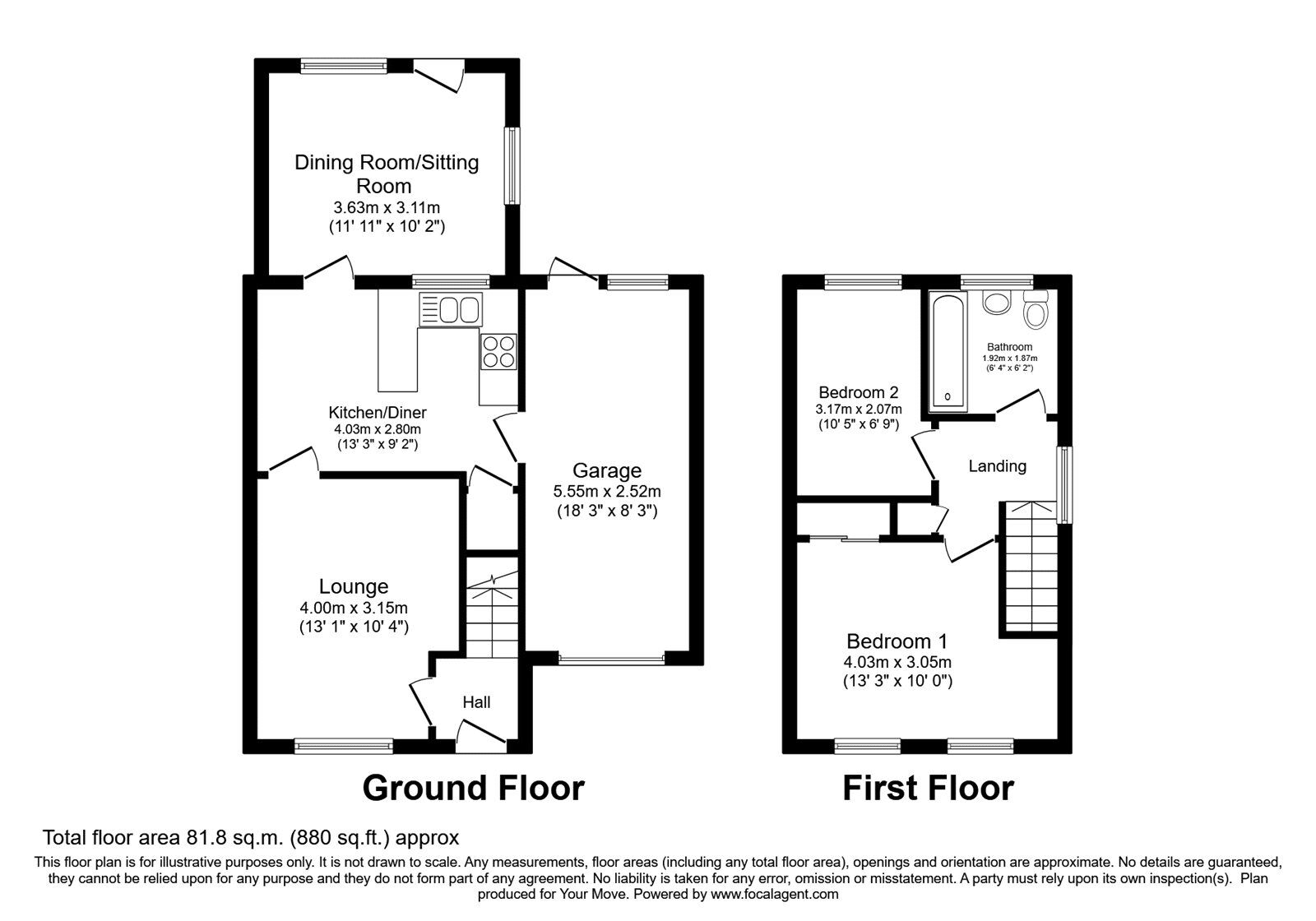 Floorplan of 2 bedroom Link Detached House for sale, The Greens, Edge Hill Drive, Wolverhampton, WV6
