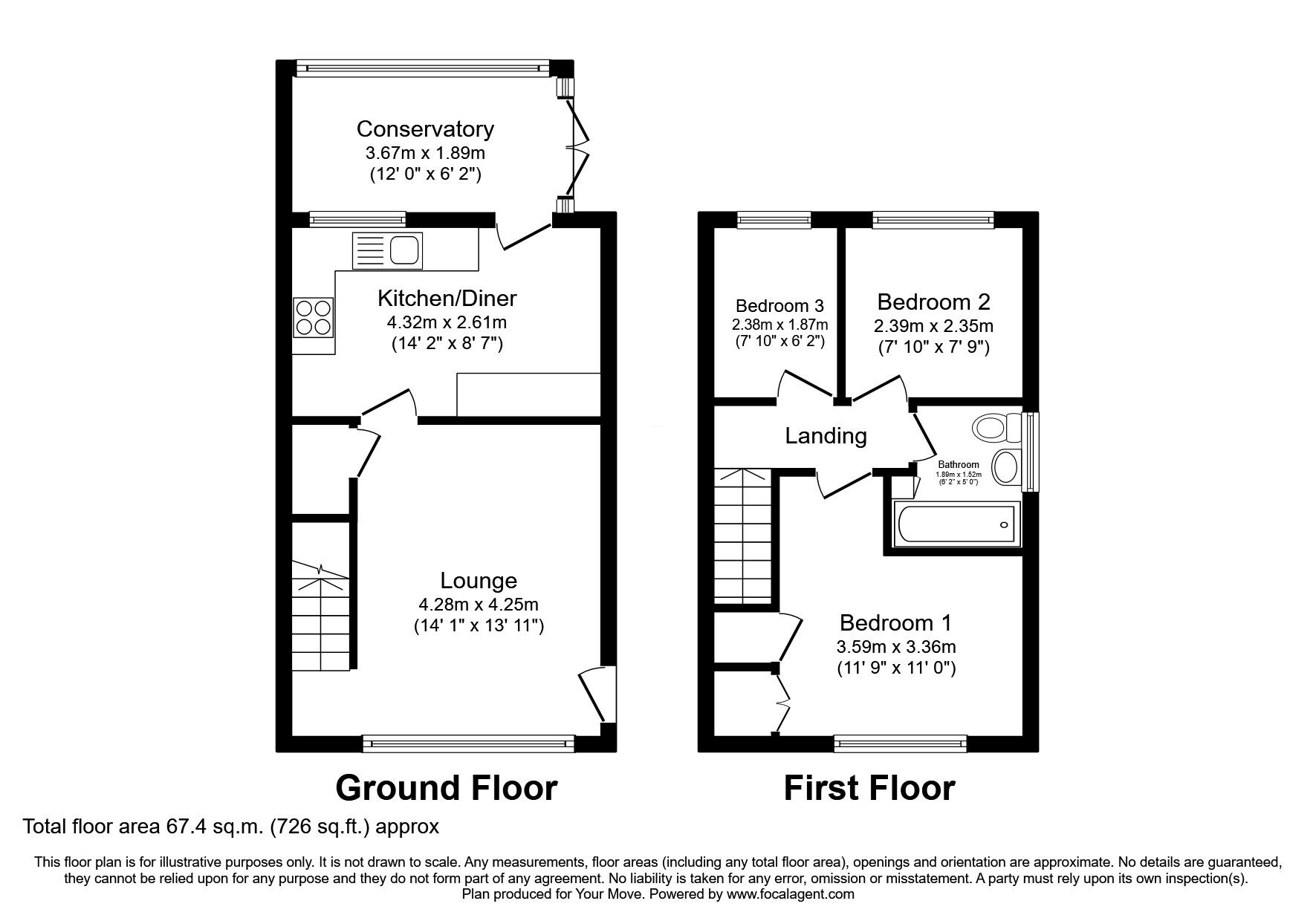 Floorplan of 3 bedroom Semi Detached House for sale, Coulter Grove, Perton, Staffordshire, WV6