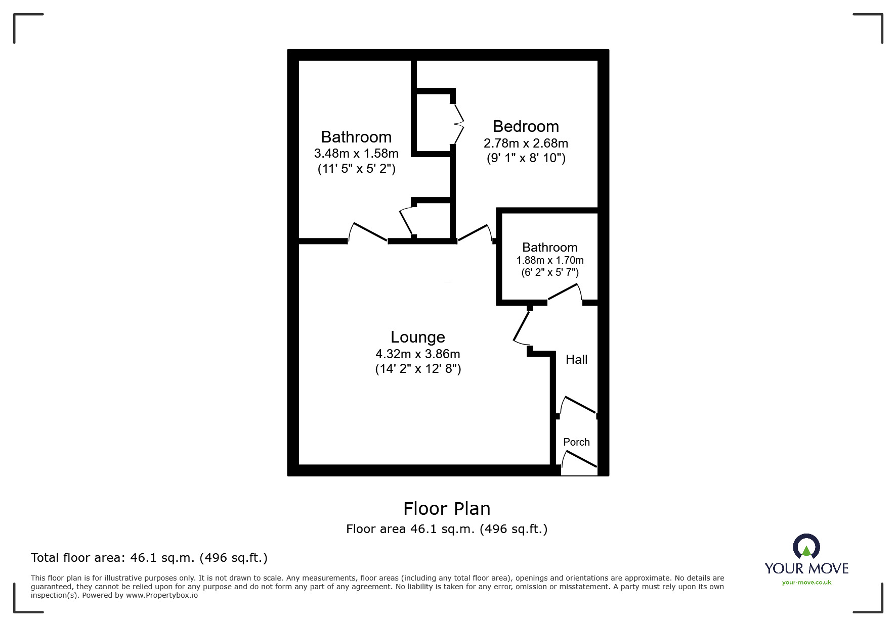 Floorplan of 1 bedroom  Flat for sale, Worcester Grove, Perton, Wolverhampton, WV6