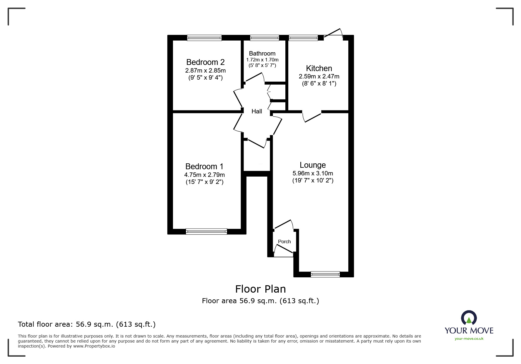 Floorplan of 2 bedroom  Flat for sale, Gainsborough Drive, Perton Wolverhampton, Staffordshire, WV6
