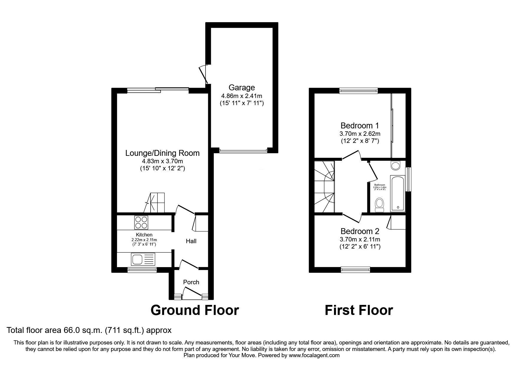 Floorplan of 2 bedroom Semi Detached House for sale, Melrose Drive, Perton Wolverhampton, Staffordshire, WV6