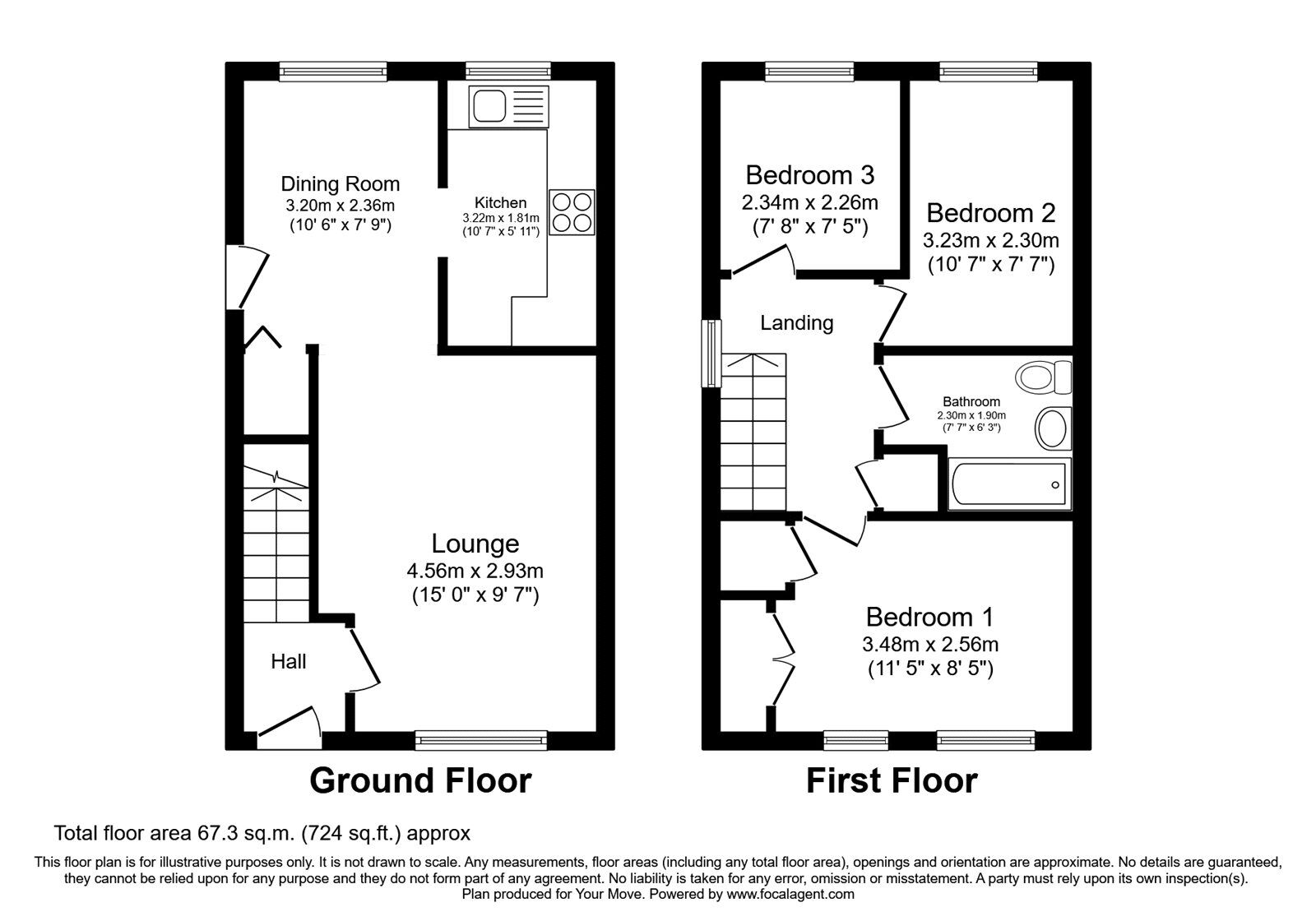 Floorplan of 3 bedroom Semi Detached House for sale, Mallory Road, Perton, Staffordshire, WV6