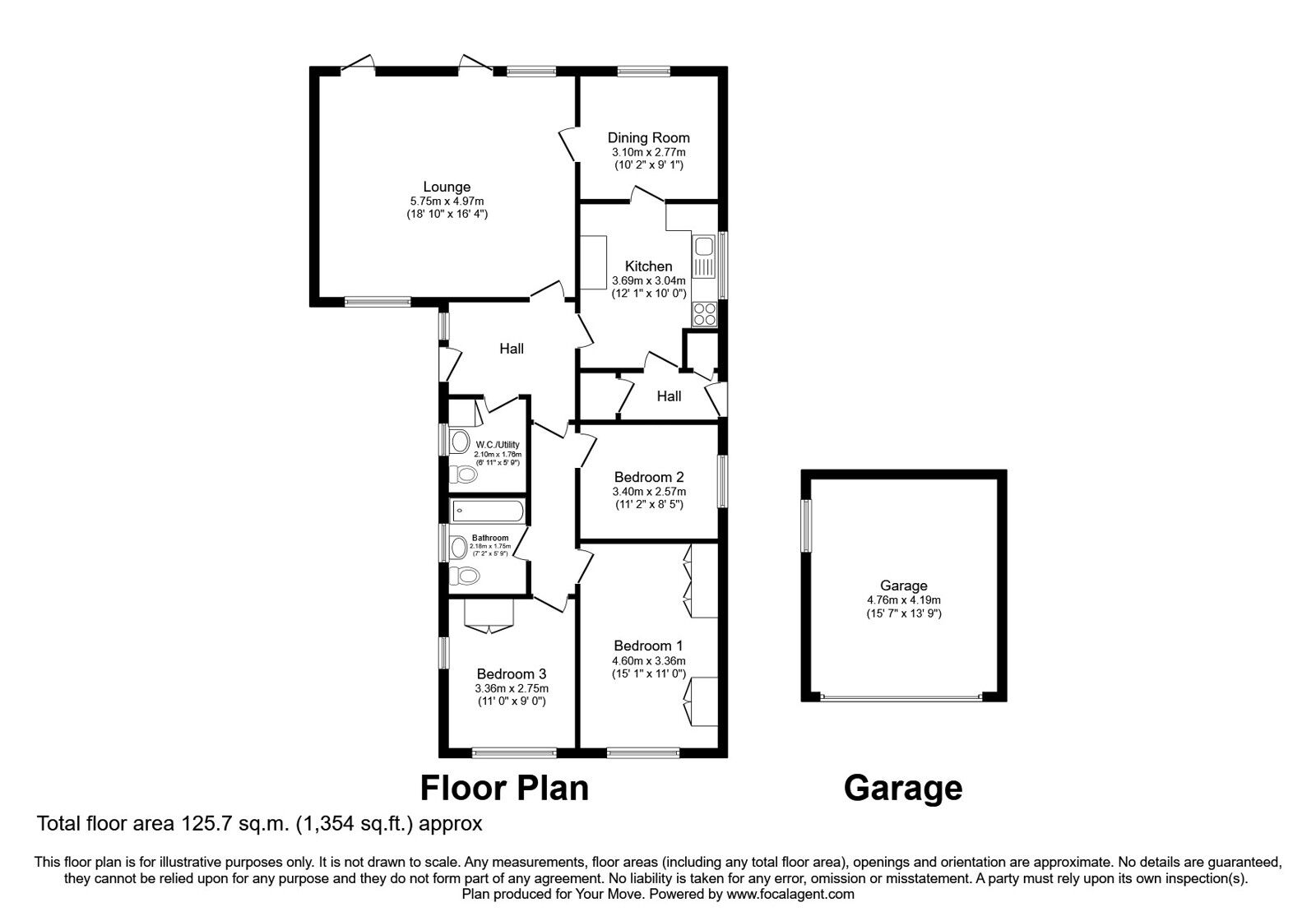 Floorplan of 3 bedroom Detached Bungalow for sale, Codsall Road, Wolverhampton, West Midlands, WV6