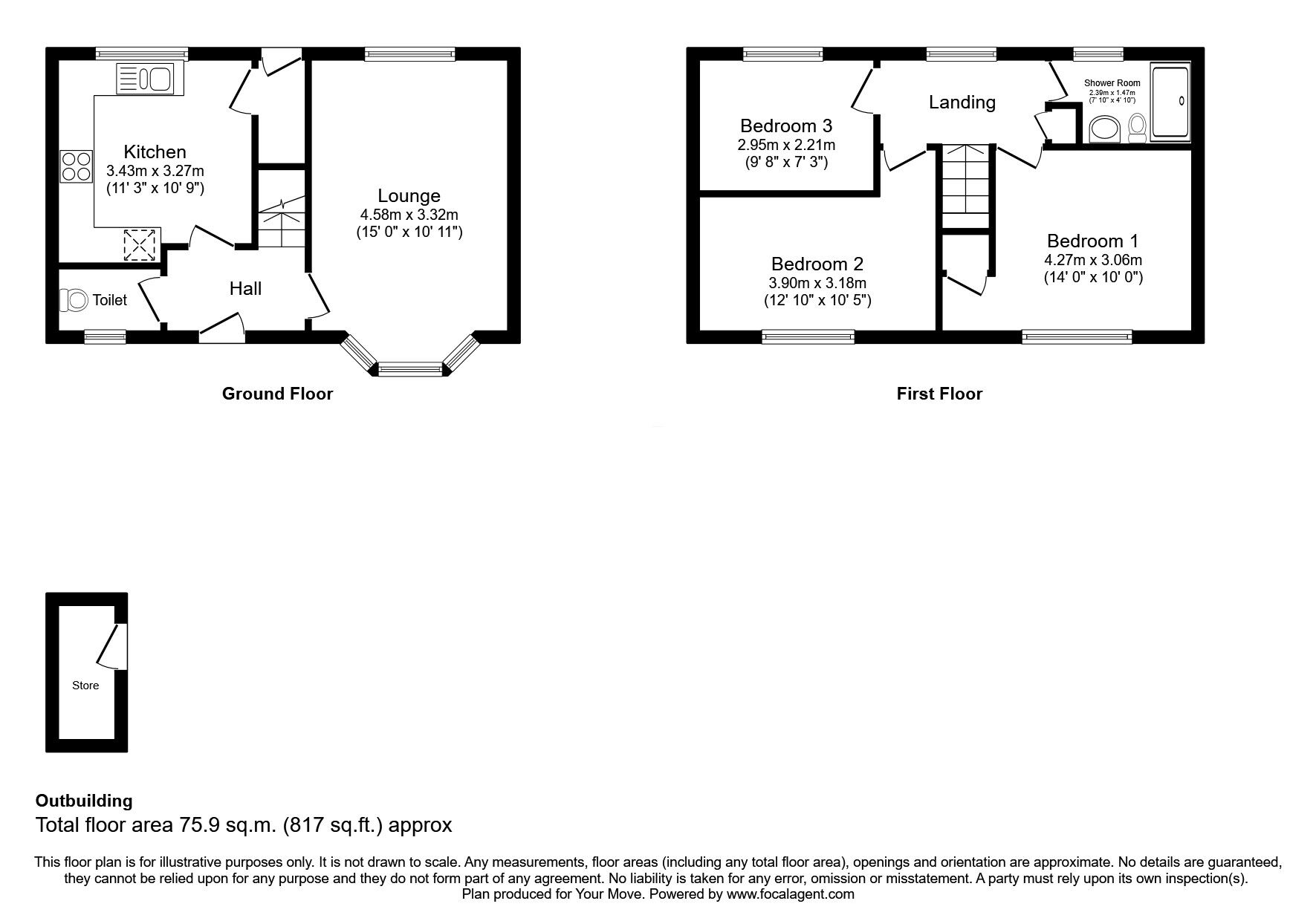 Floorplan of 3 bedroom Mid Terrace House for sale, Cornwall Road, Wolverhampton, West Midlands, WV6