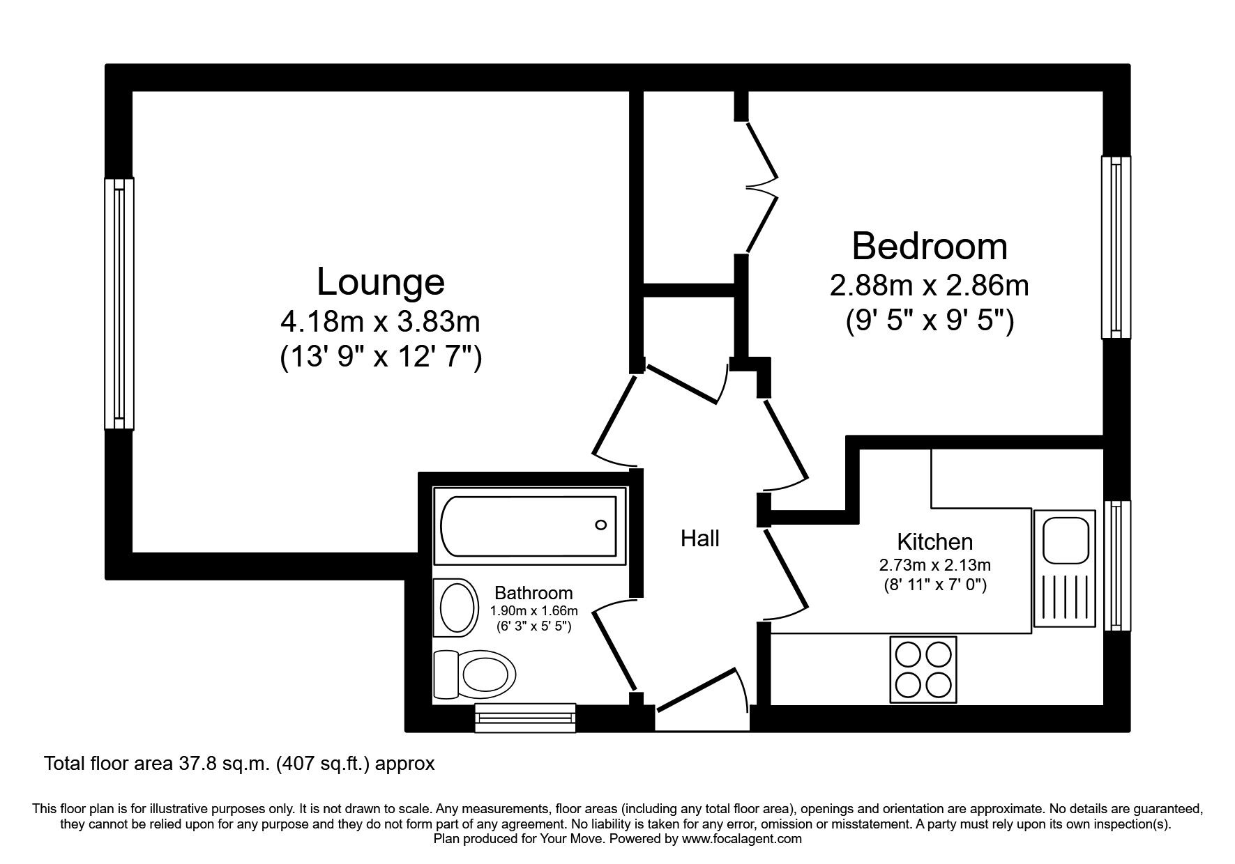 Floorplan of 1 bedroom  Flat for sale, Canterbury Drive, Perton, Staffordshire, WV6