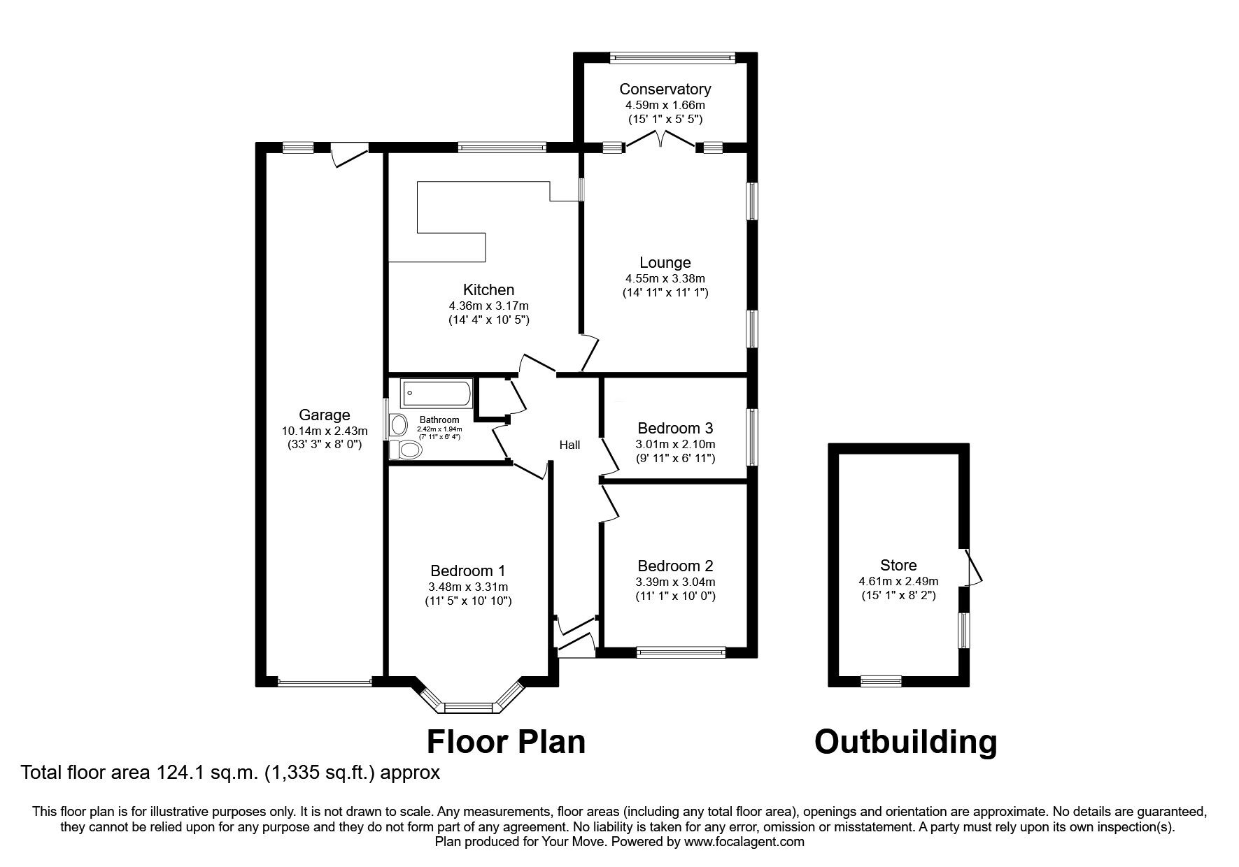 Floorplan of 3 bedroom Detached Bungalow for sale, Coniston Road, Wolverhampton, West Midlands, WV6