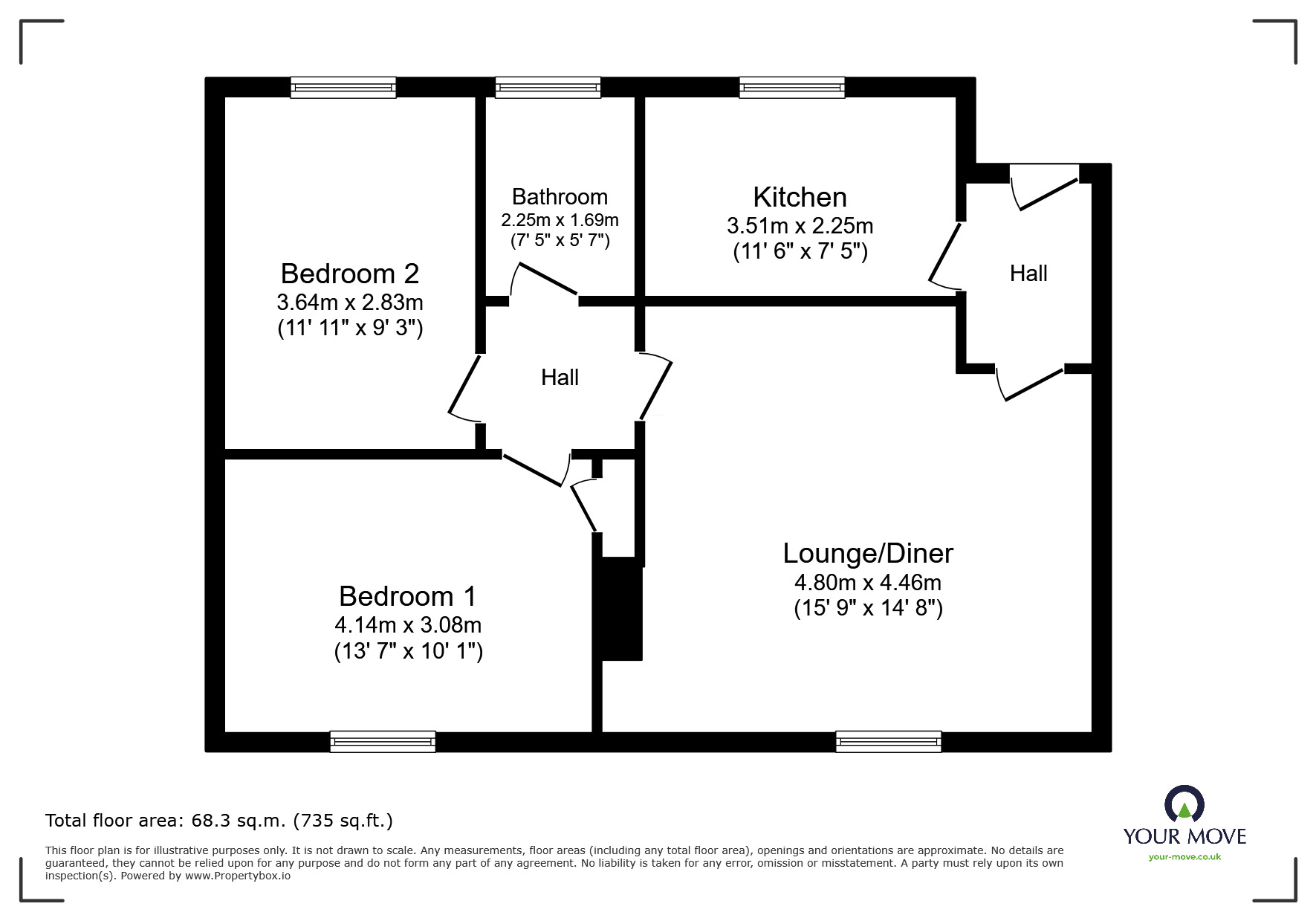 Floorplan of 2 bedroom  Flat for sale, Wilkes Road, Codsall, Staffordshire, WV8