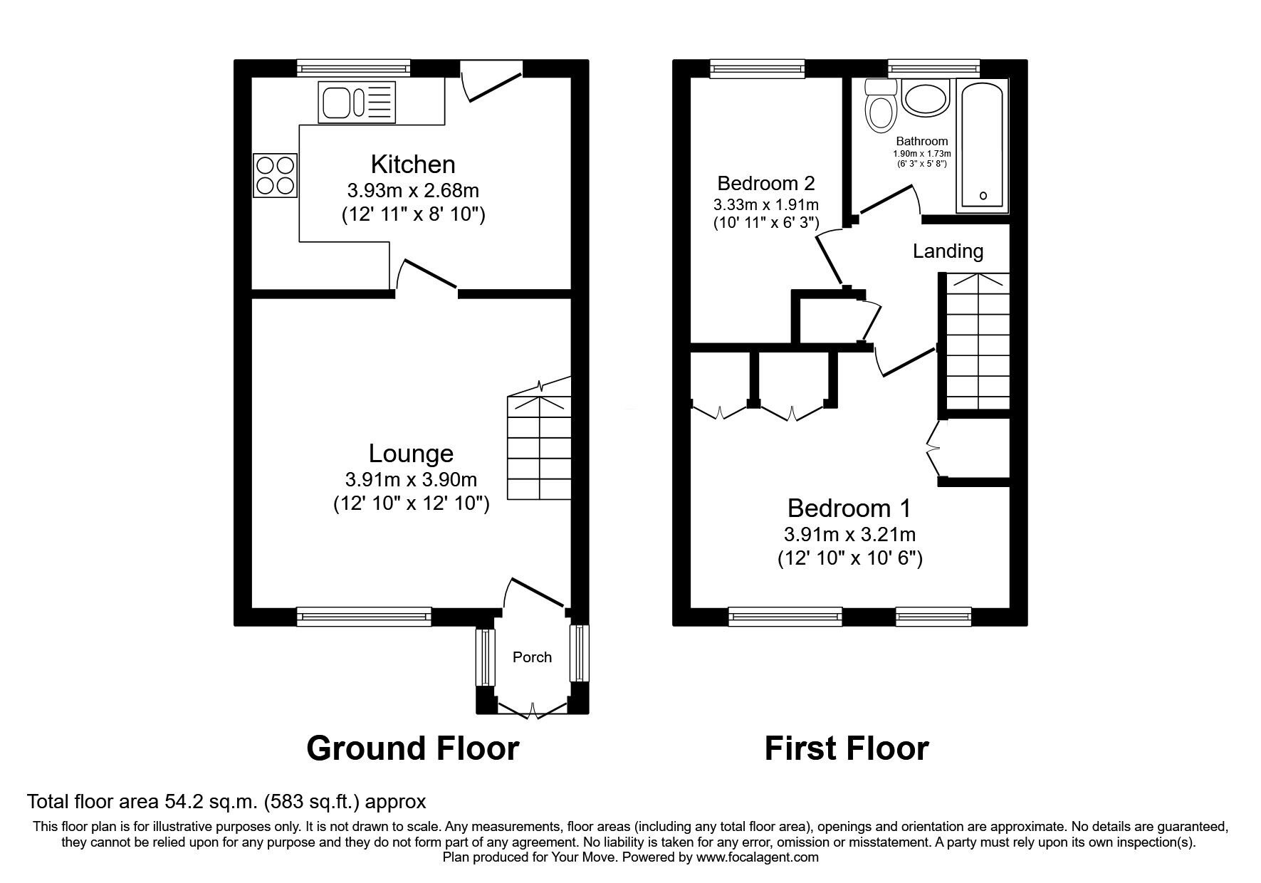 Floorplan of 2 bedroom Semi Detached House for sale, Canterbury Drive, Perton, Staffordshire, WV6