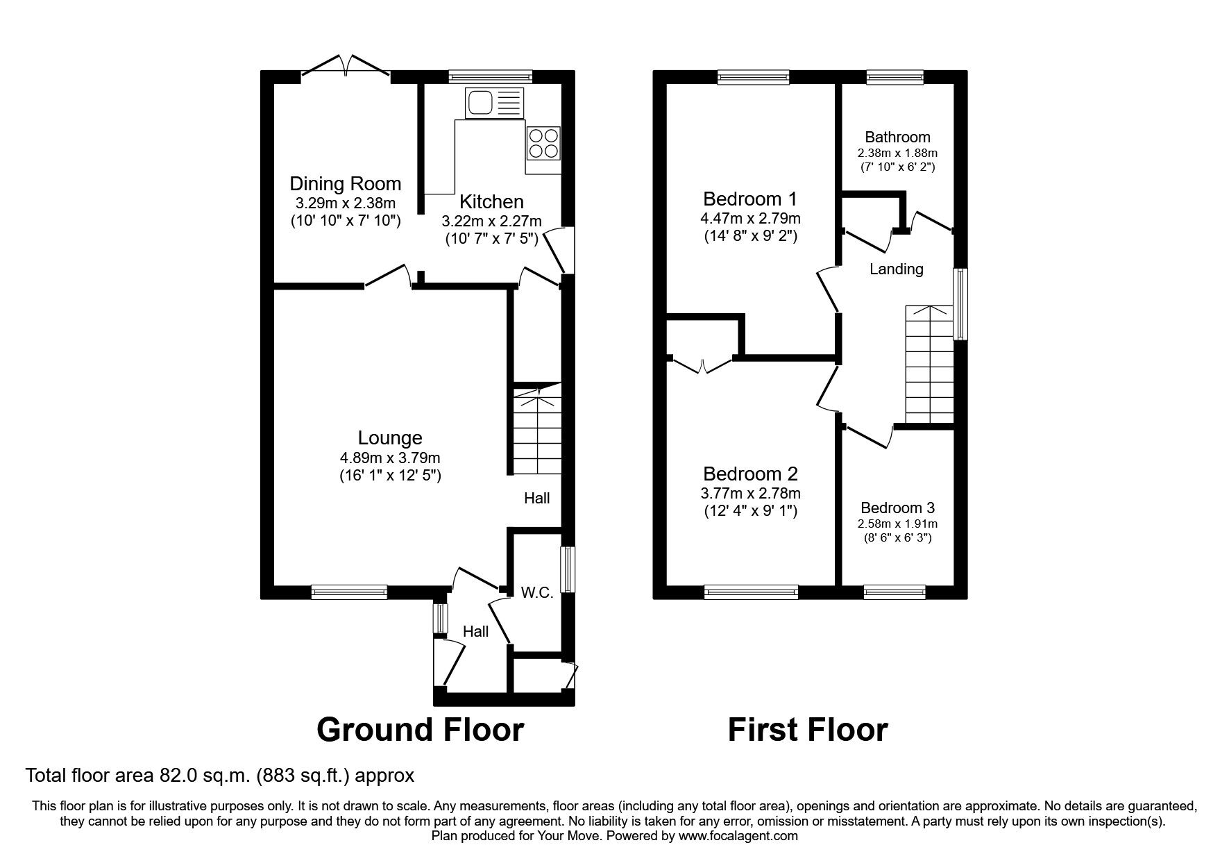 Floorplan of 3 bedroom Semi Detached House for sale, Meon Grove, Perton, Staffordshire, WV6