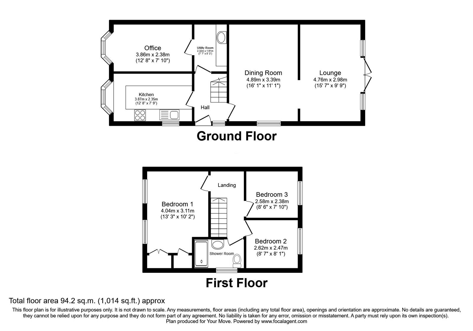 Floorplan of 3 bedroom Semi Detached House for sale, Egelwin Close, Perton Wolverhampton, Staffordshire, WV6