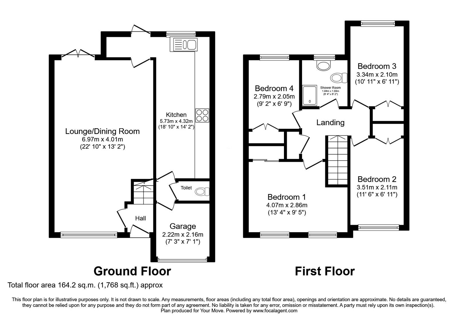 Floorplan of 4 bedroom Semi Detached House for sale, Ennerdale Drive, Perton, Staffordshire, WV6