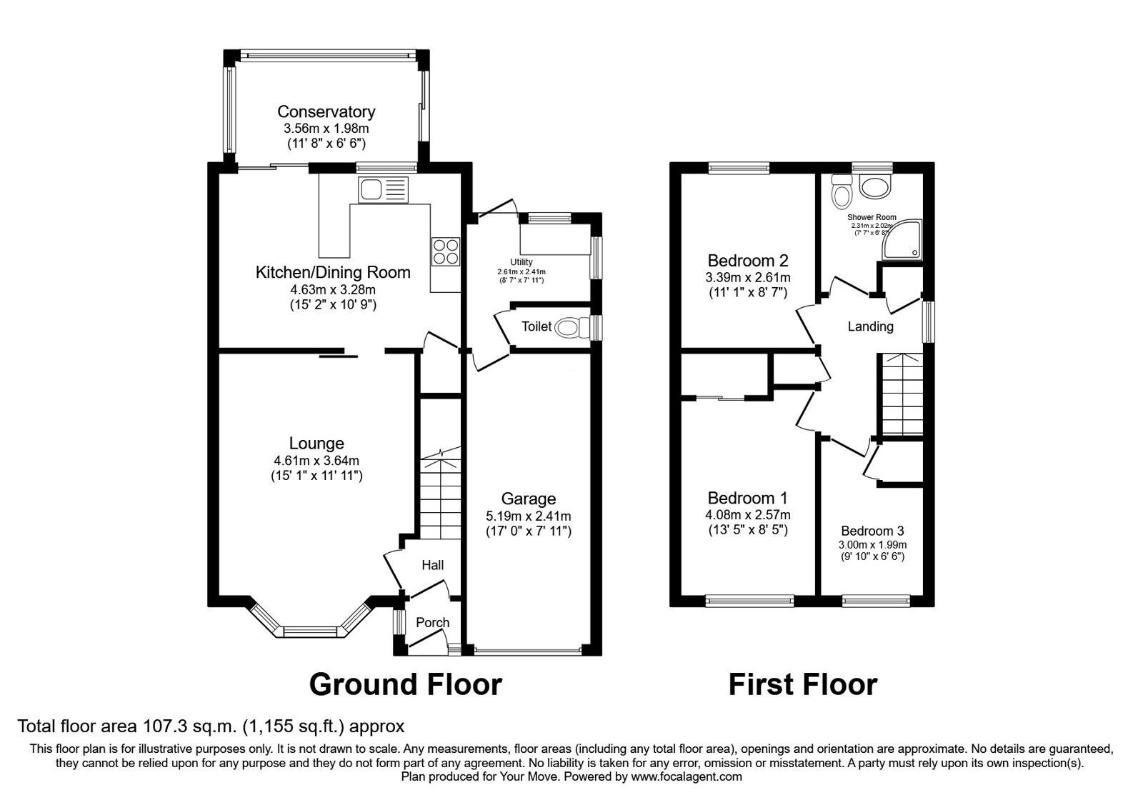 Floorplan of 3 bedroom Detached House for sale, Reynolds Grove, Perton Wolverhampton, Staffordshire, WV6