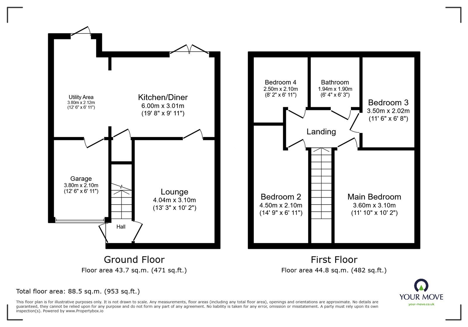 Floorplan of 4 bedroom Semi Detached House for sale, Stephenson Drive, Perton, Staffordshire, WV6