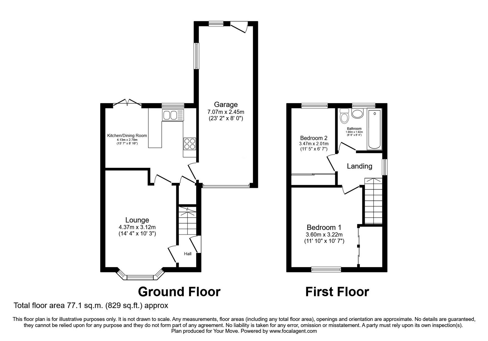 Floorplan of 2 bedroom Semi Detached House for sale, Rydal Drive, Perton, Staffordshire, WV6