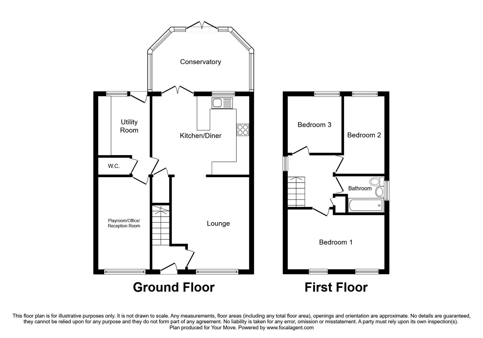 Floorplan of 3 bedroom Link Detached House for sale, Gibson Road, Perton, Staffordshire, WV6