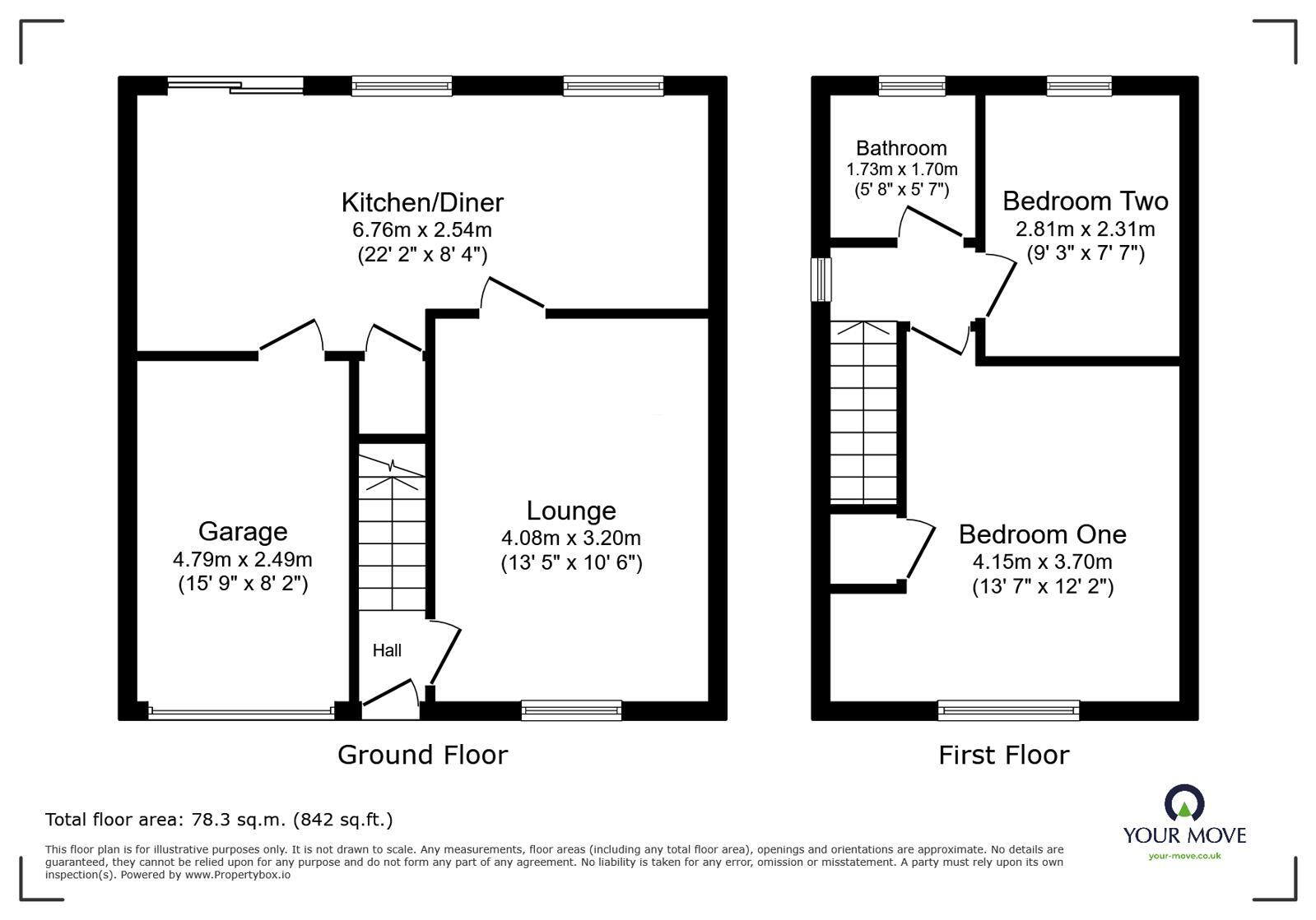Floorplan of 2 bedroom Semi Detached House for sale, Coulter Grove, Perton, Staffordshire, WV6