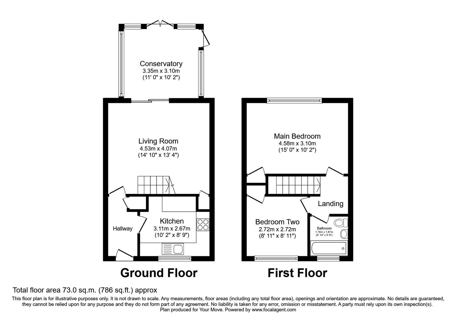 Floorplan of 2 bedroom End Terrace House for sale, Scampton Close, Perton Wolverhampton, Staffordshire, WV6