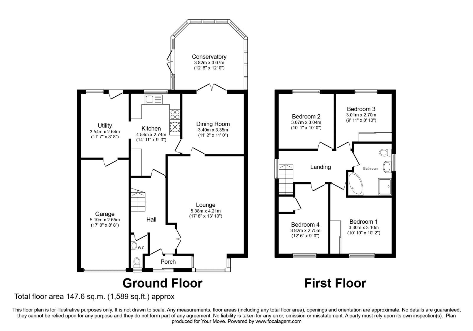 Floorplan of 4 bedroom Detached House for sale, Wren Avenue, Perton Wolverhampton, Staffordshire, WV6