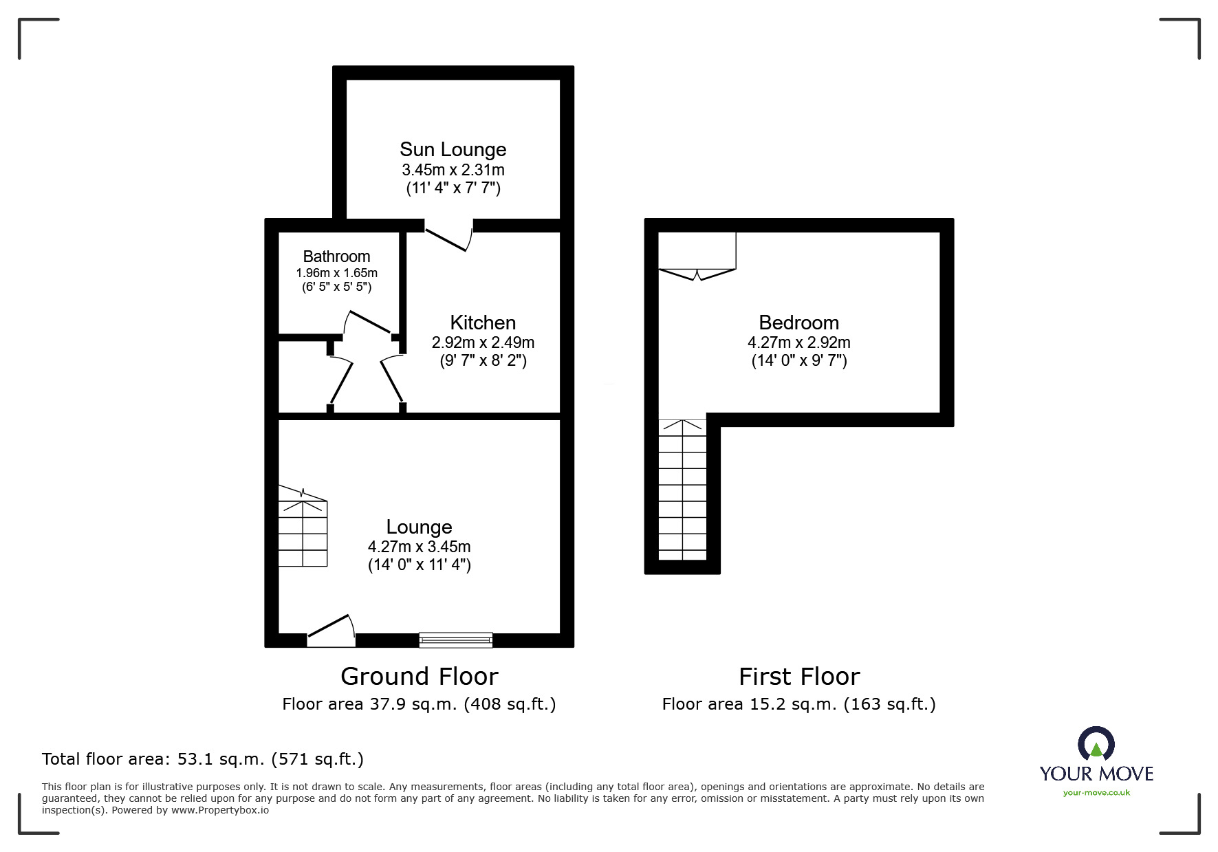 Floorplan of 1 bedroom Semi Detached Bungalow to rent, Grasmere Avenue, Perton, Staffordshire, WV6