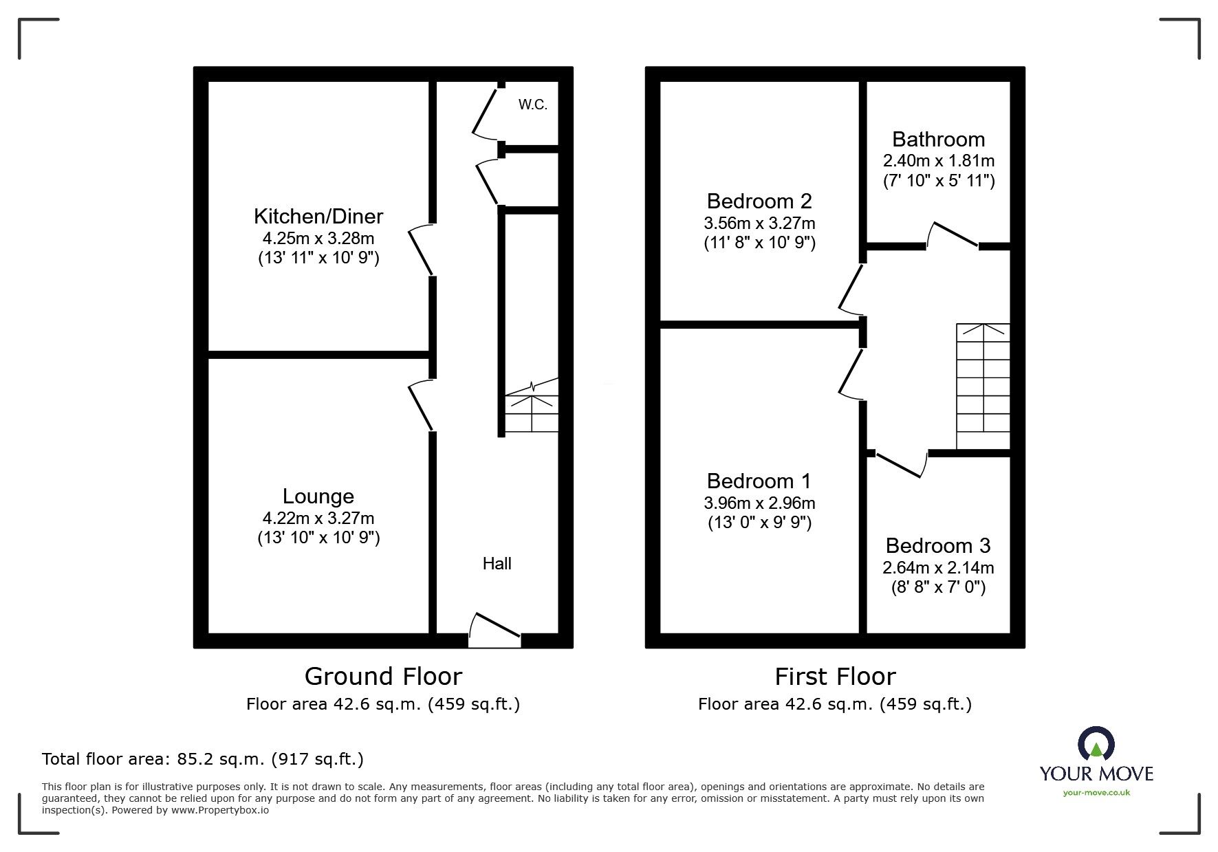 Floorplan of 3 bedroom Mid Terrace House to rent, Lowe Street, Wolverhampton, West Midlands, WV6