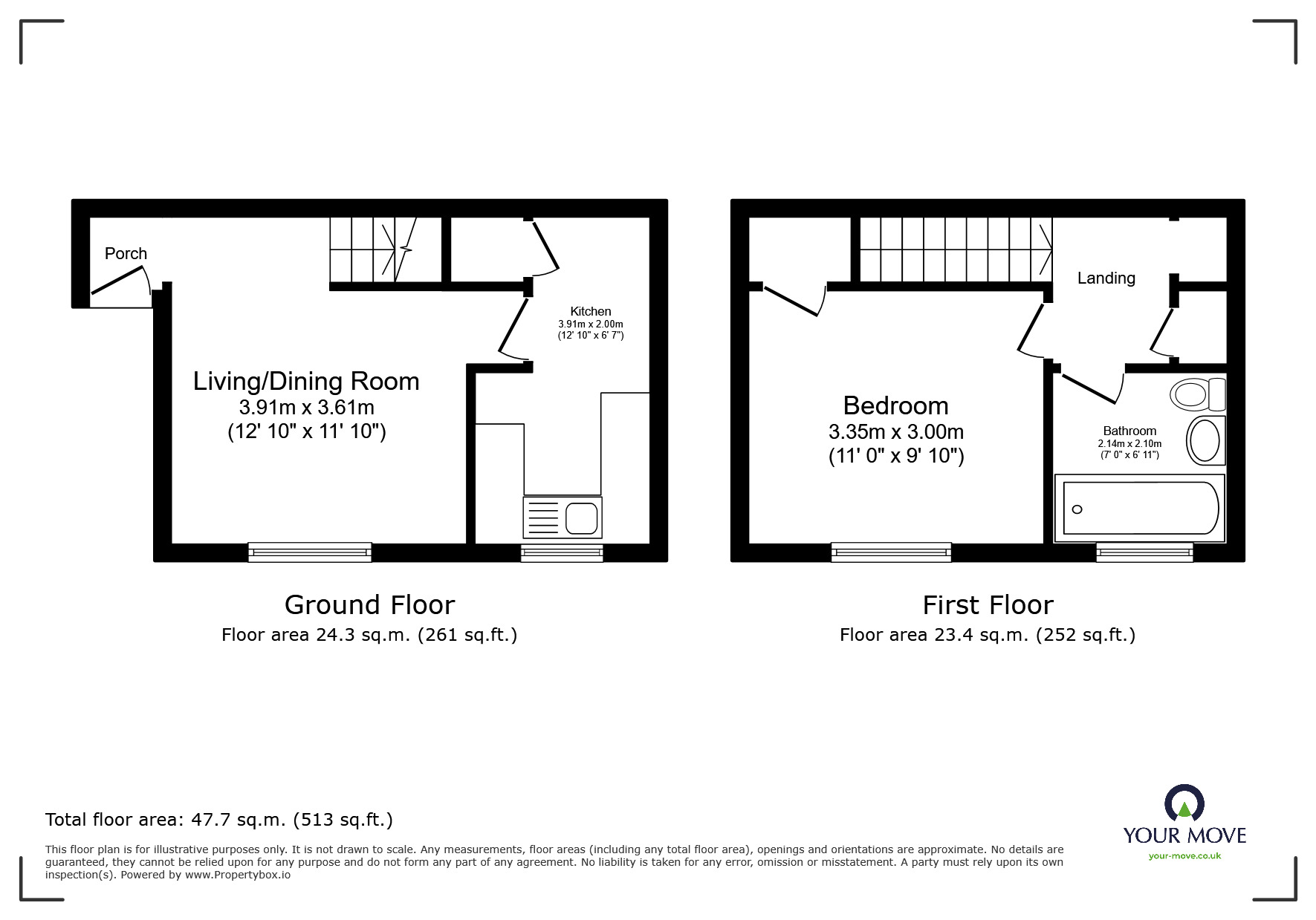 Floorplan of 1 bedroom End Terrace House to rent, Ennerdale Drive, Perton, Staffordshire, WV6