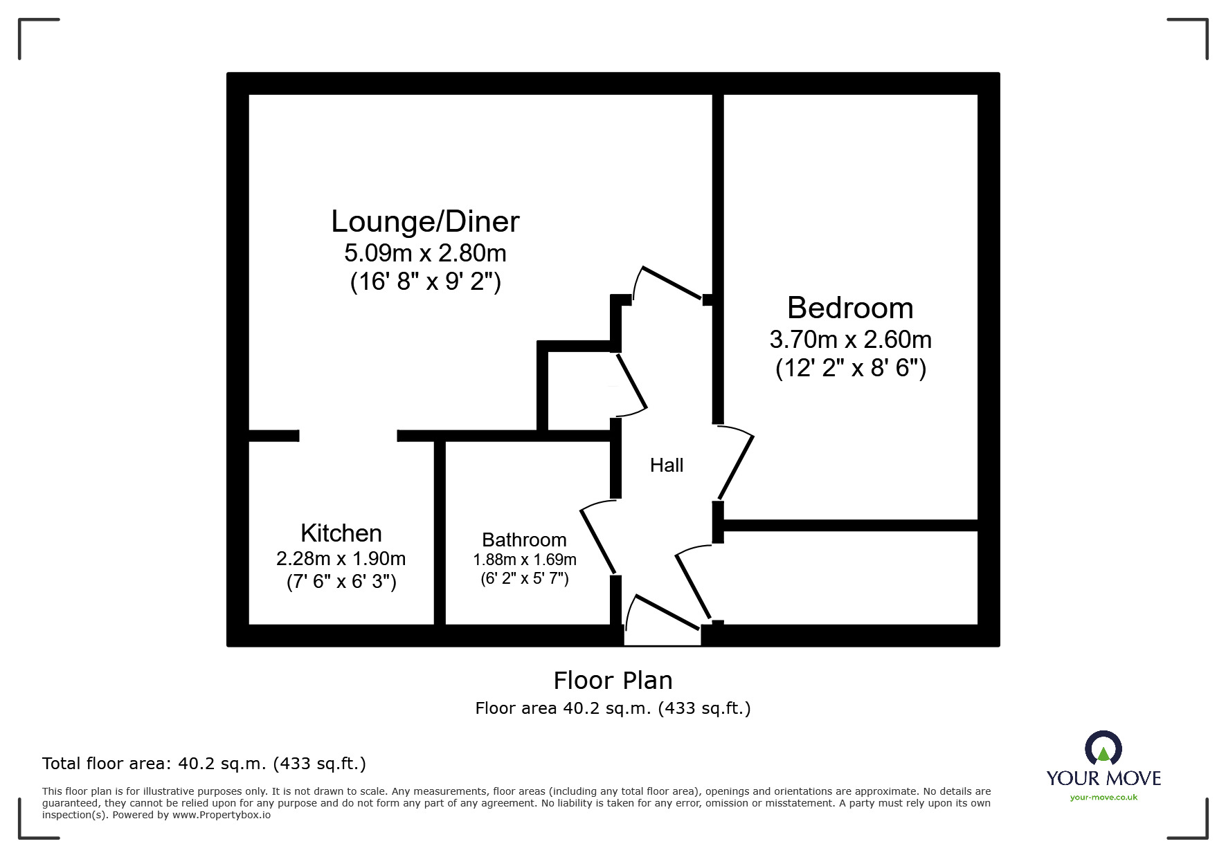Floorplan of 1 bedroom  Flat to rent, Bader Road, Wolverhampton, Staffordshire, WV6