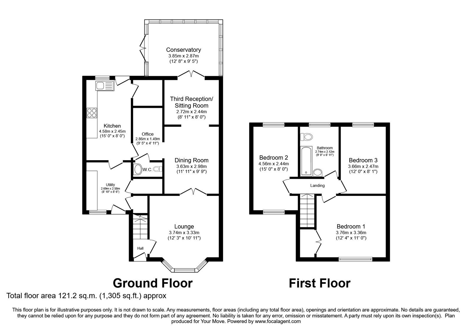 Floorplan of 3 bedroom Semi Detached House for sale, Alexander Road, Codsall, Staffordshire, WV8