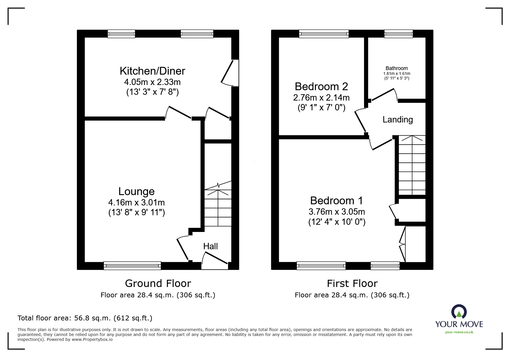 Floorplan of 2 bedroom Semi Detached House for sale, Cheriton Grove, Perton Wolverhampton, Staffordshire, WV6