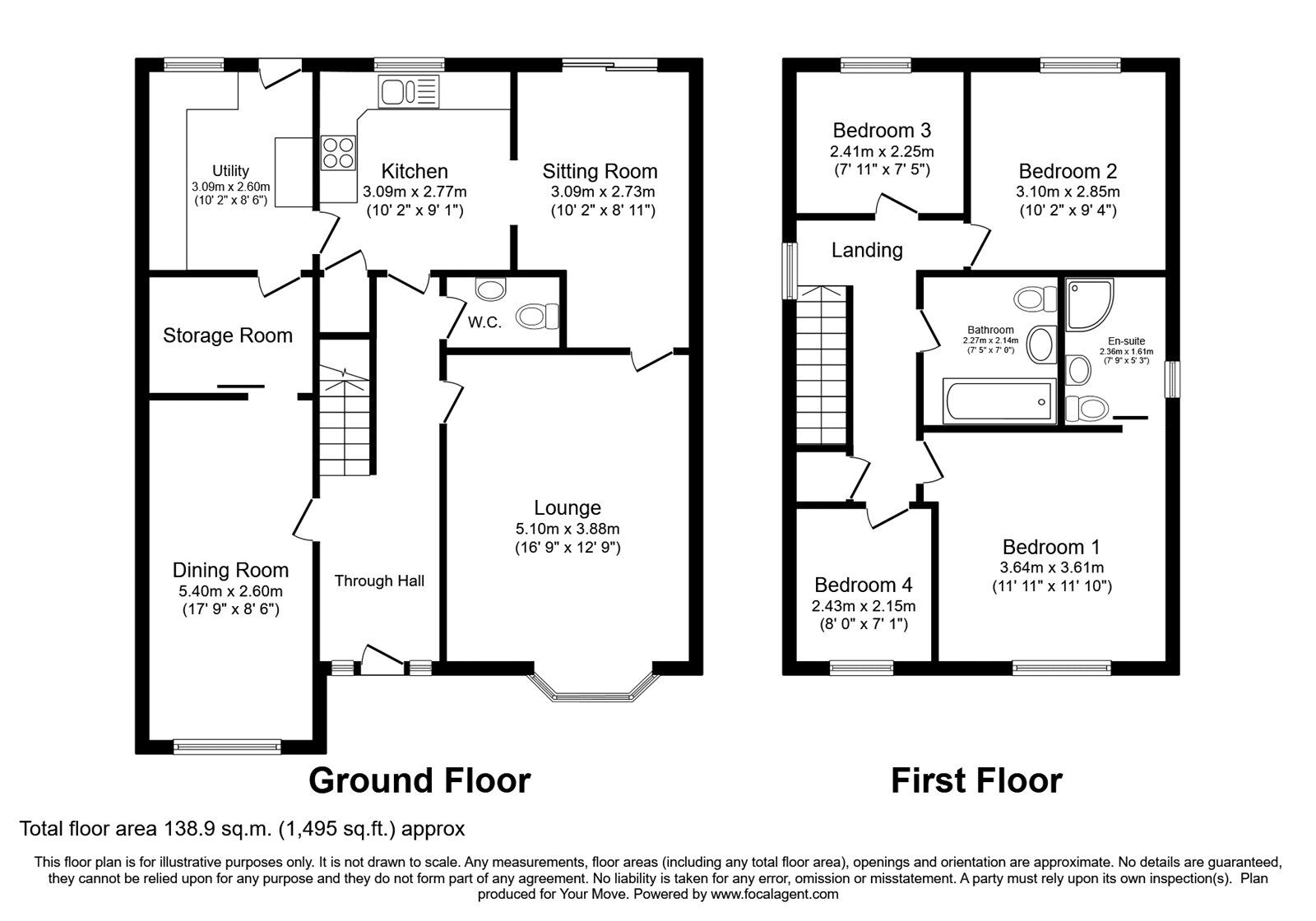 Floorplan of 4 bedroom Detached House for sale, Edge Hill Drive, Perton, Staffordshire, WV6