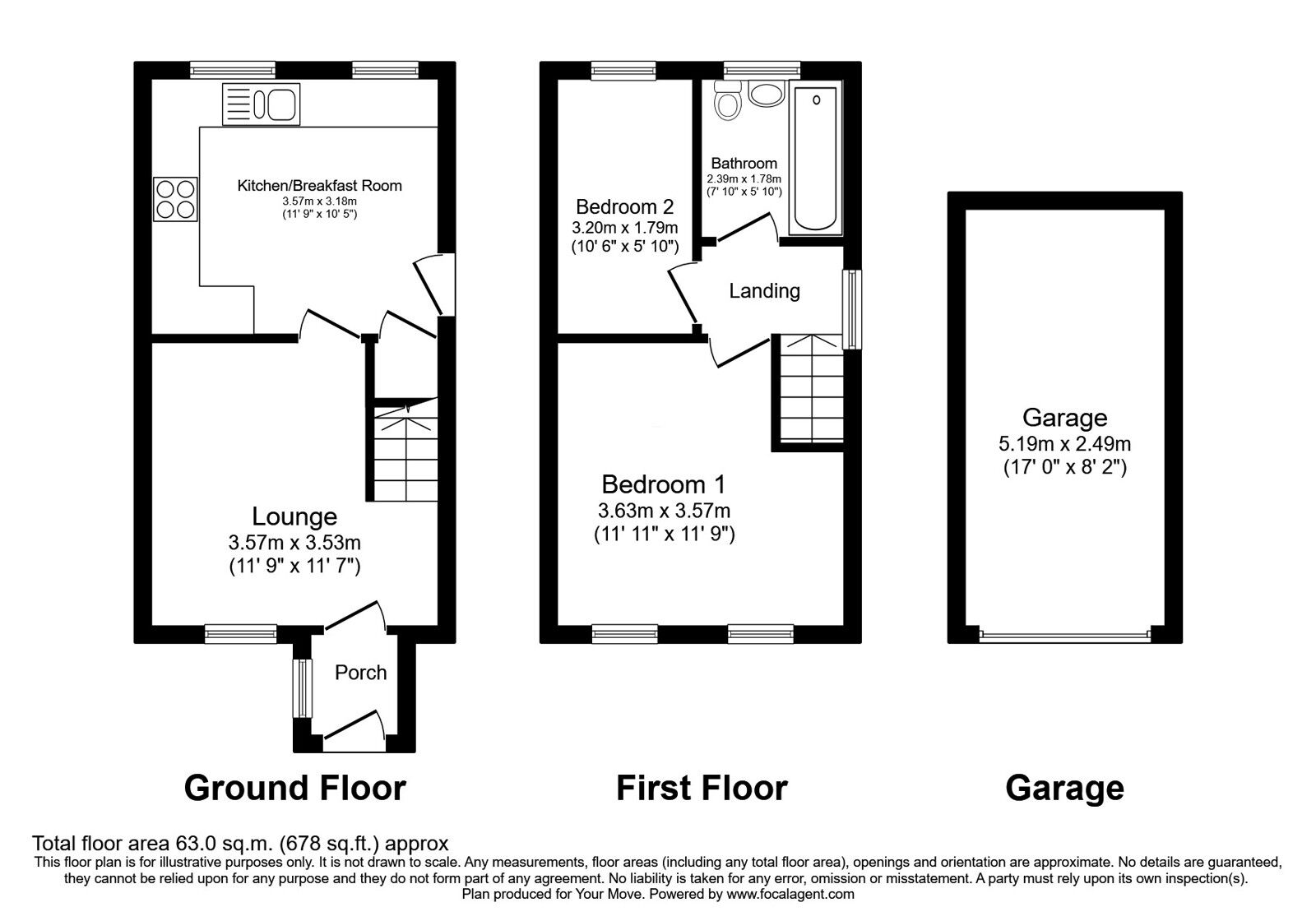 Floorplan of 2 bedroom Semi Detached House for sale, Egelwin Close, Perton Wolverhampton, Staffordshire, WV6